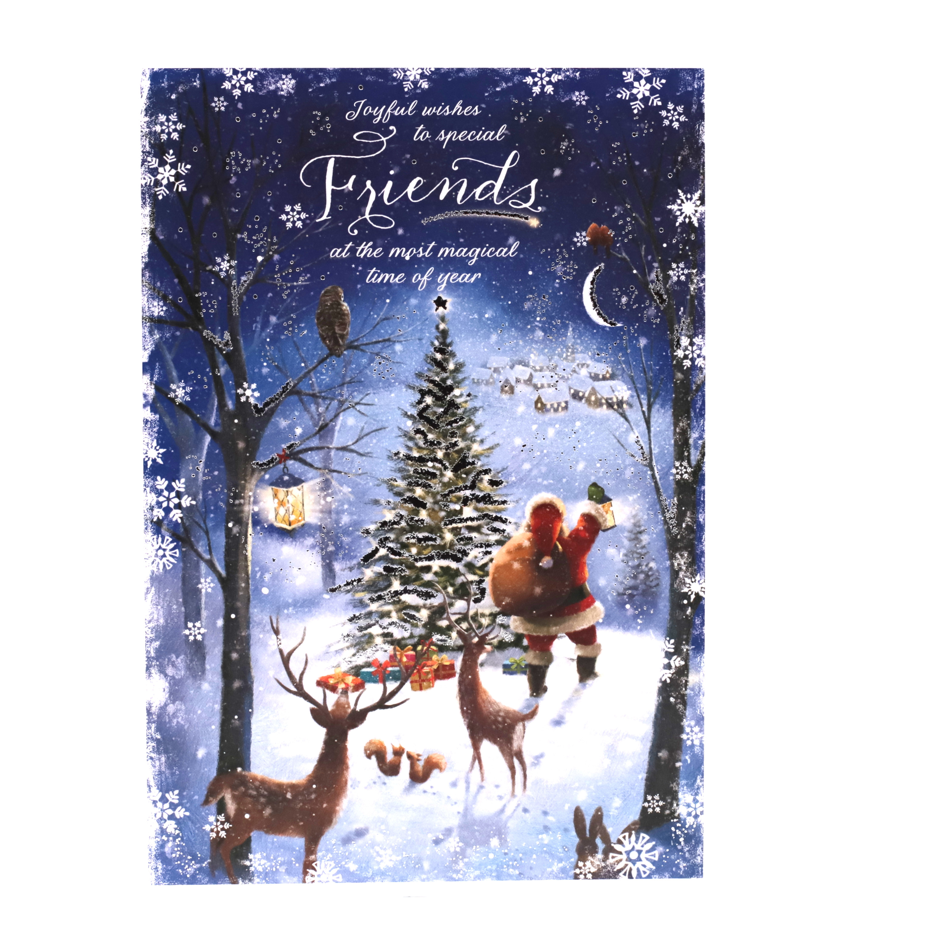 Christmas Card - Special Friends, Santa In The Woods