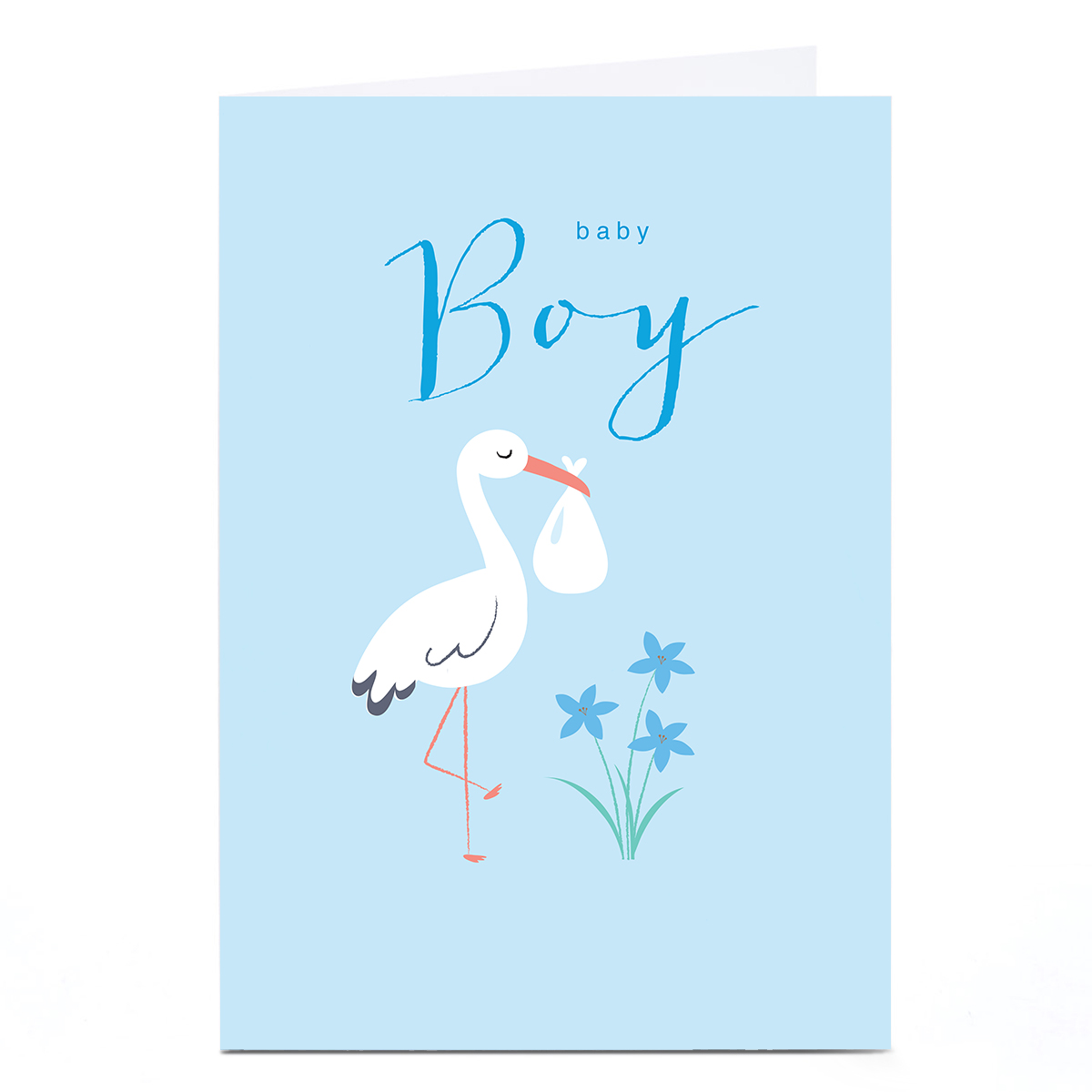 Personalised Klara Hawkins New Baby Card - Boy Stork