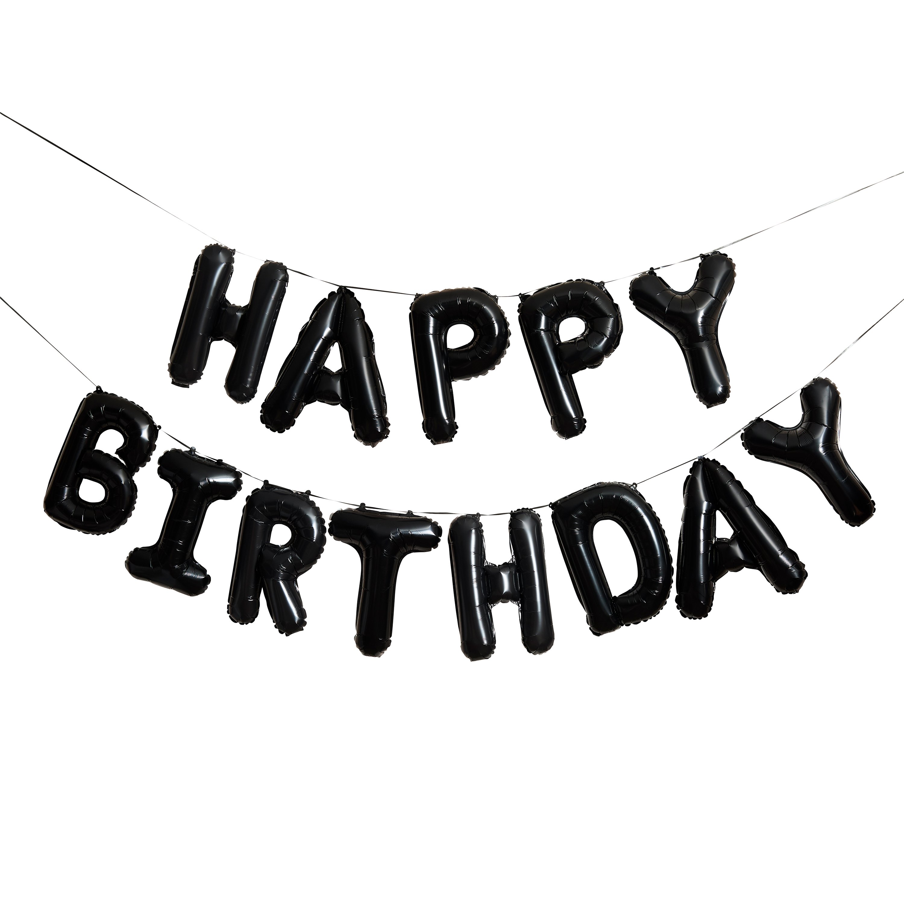 Black Happy Birthday 16-Inch Foil Balloon Garland  