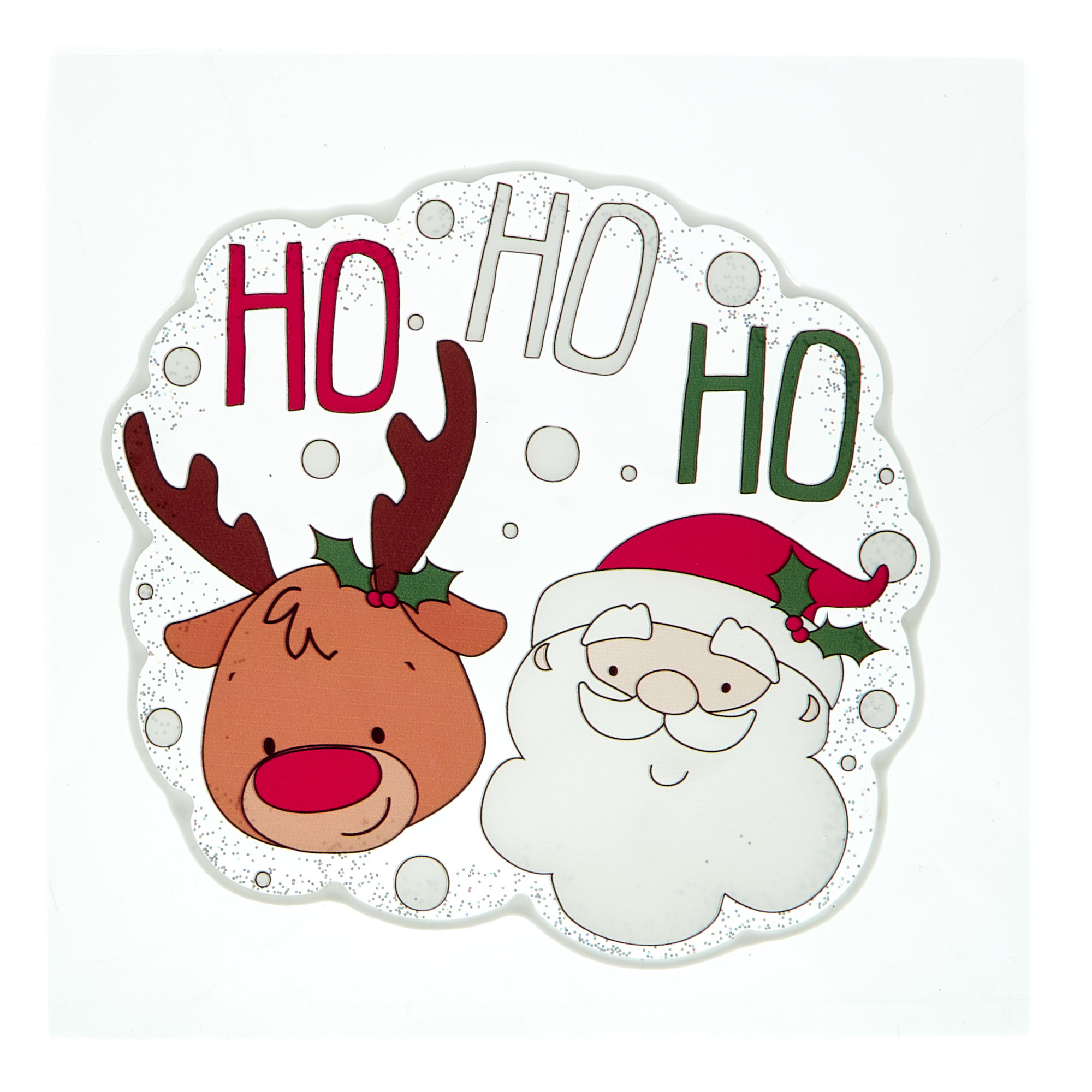 7-Inch Christmas Window Stickers - Ho Ho Ho Santa & Rudolph