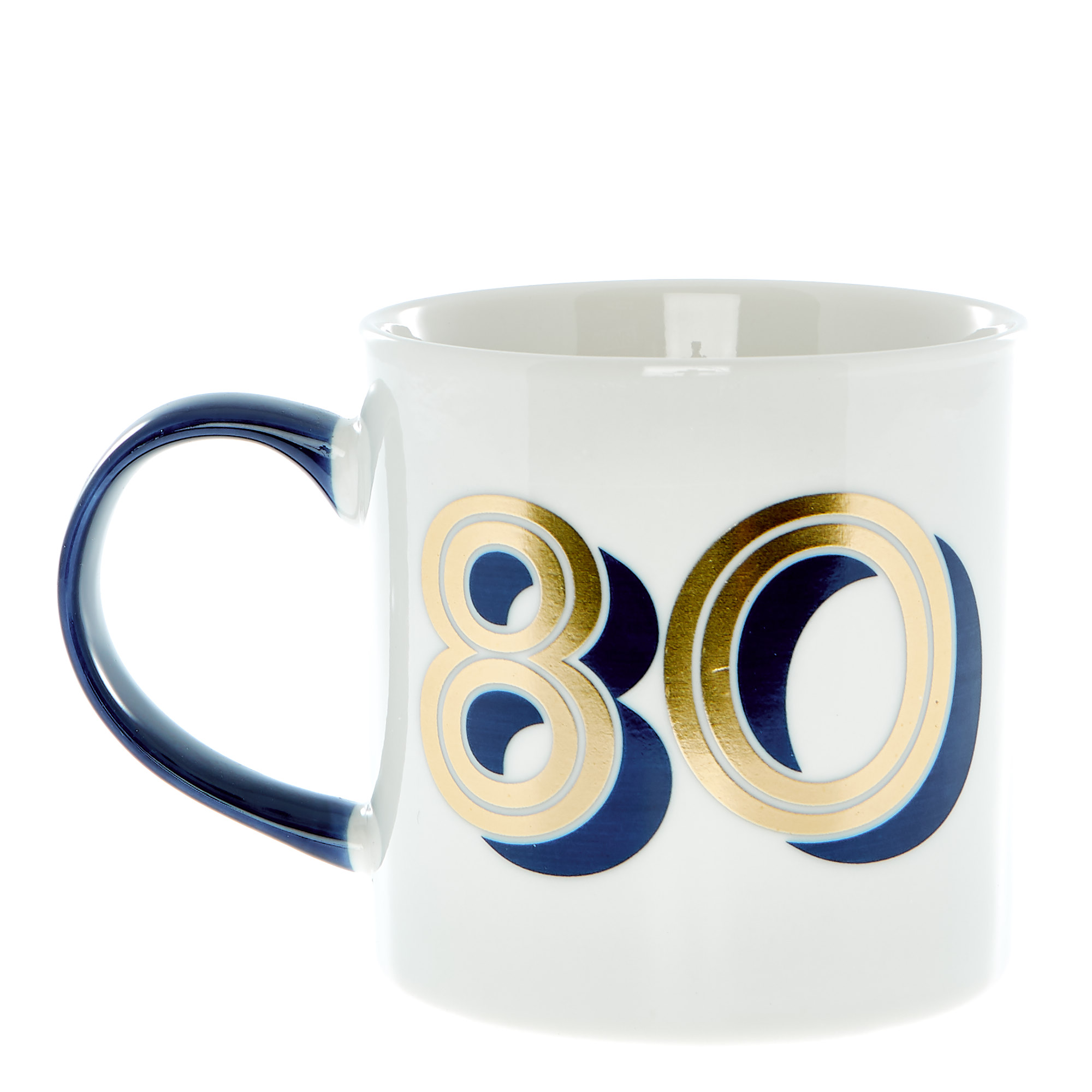 80th Birthday Mug In A Box - Blue & Gold 