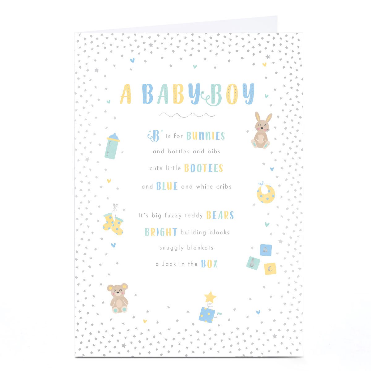 Personalised New Baby Card - B is For Baby Boy