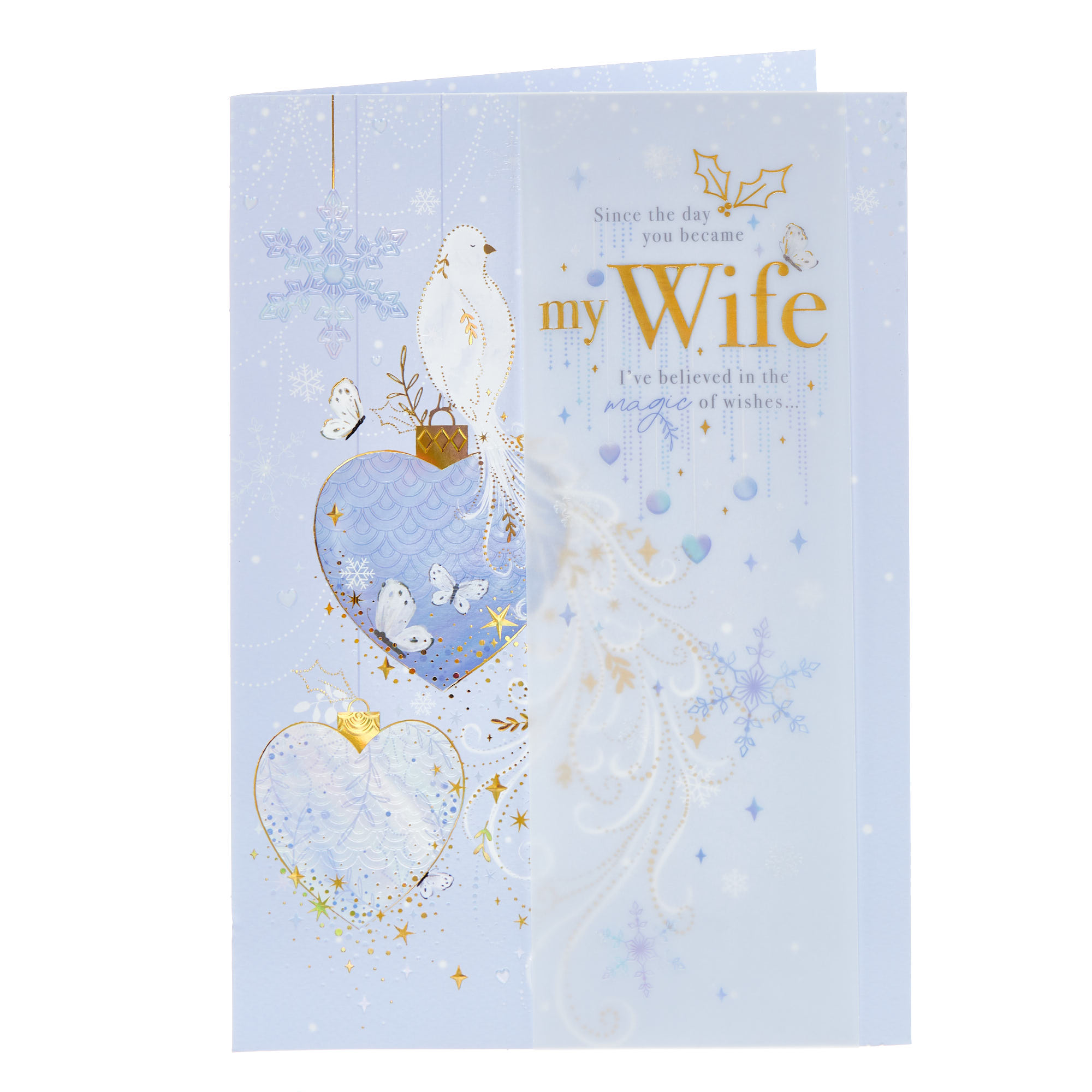 Premium Wife Dove & Baubles Christmas Card