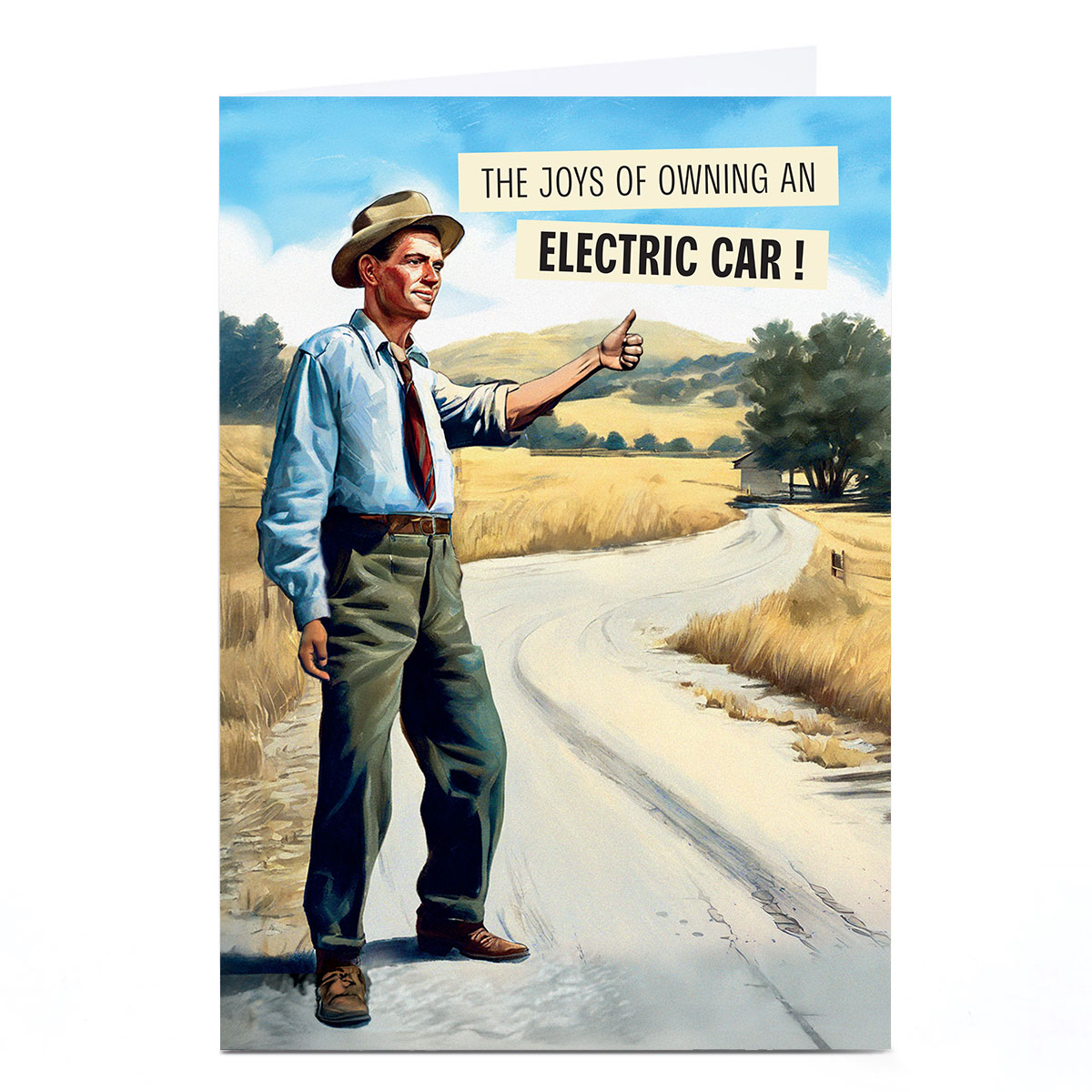 Birthday Card - Electric Car Hitchhiker