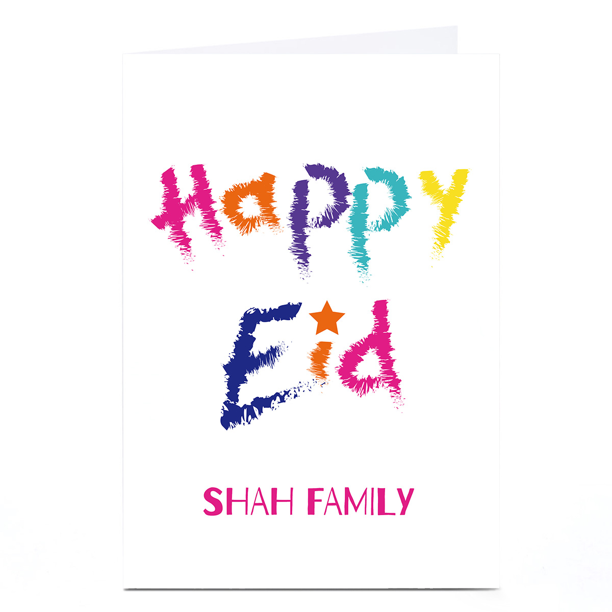 Personalised Roshah Designs Eid Card - Colourful Text