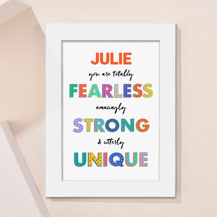 Personalised Fearless Strong Unique Portrait Print
