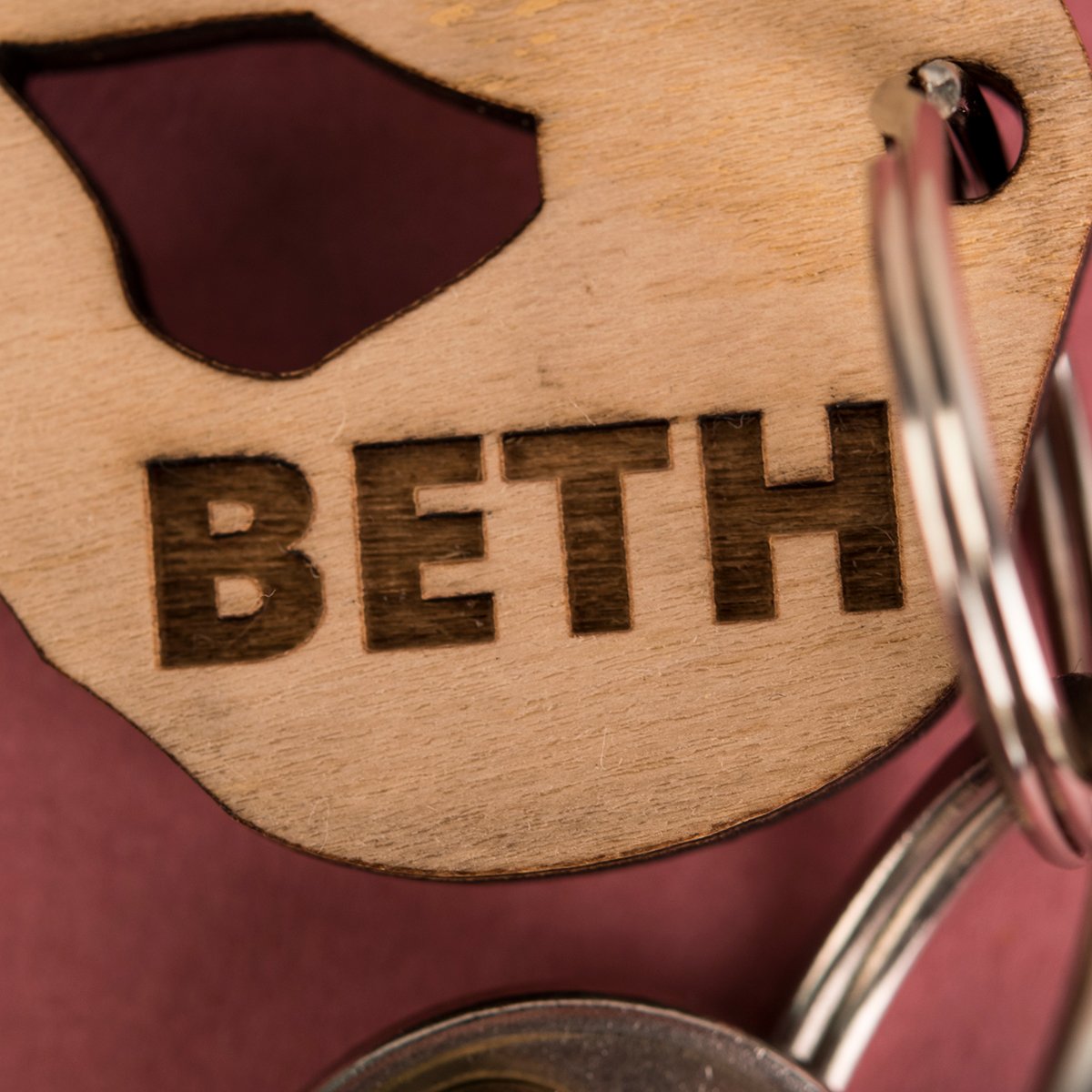 Engraved Set Of 2 Wooden Key Rings - Hand