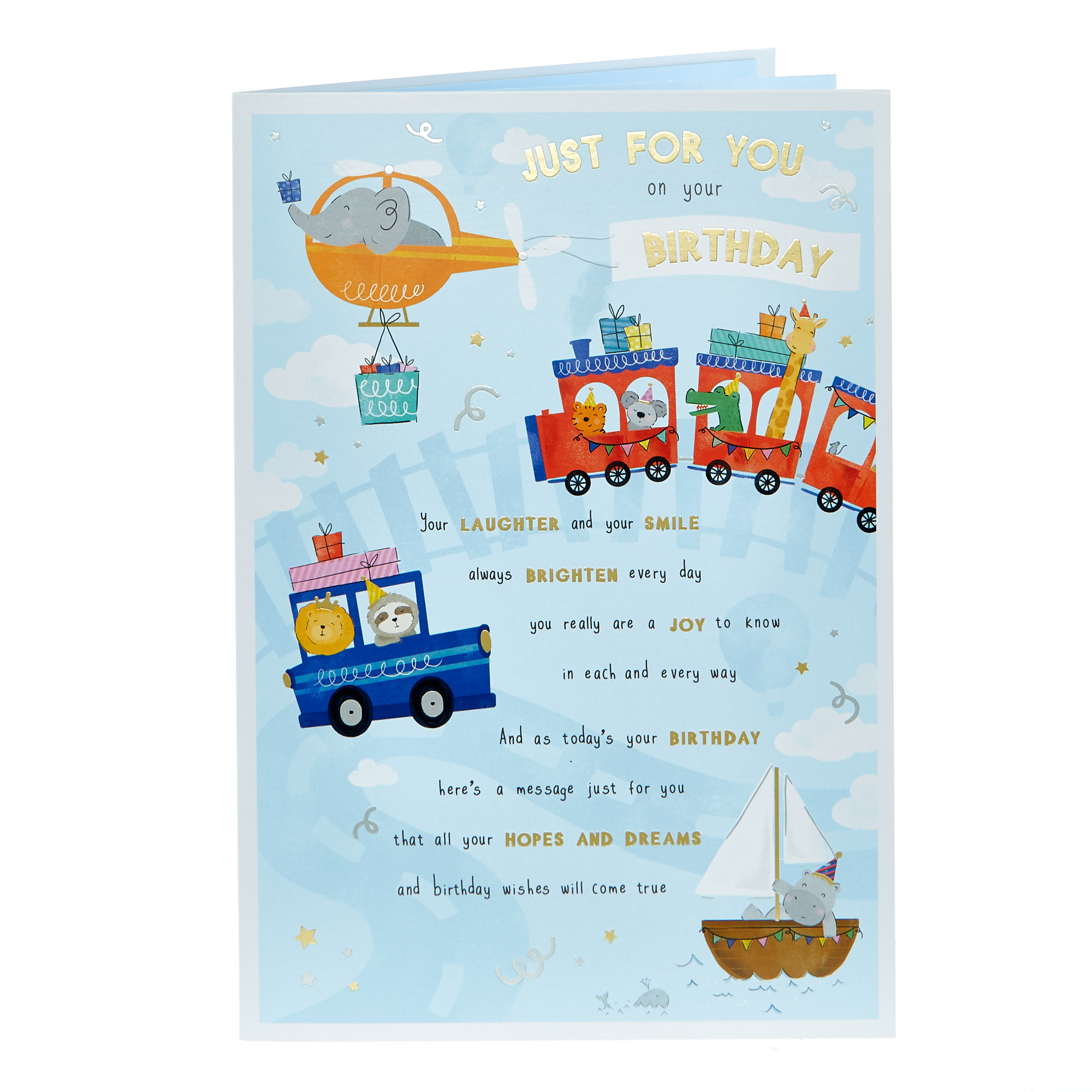 Birthday Card - Train, Car, Boat & Plane