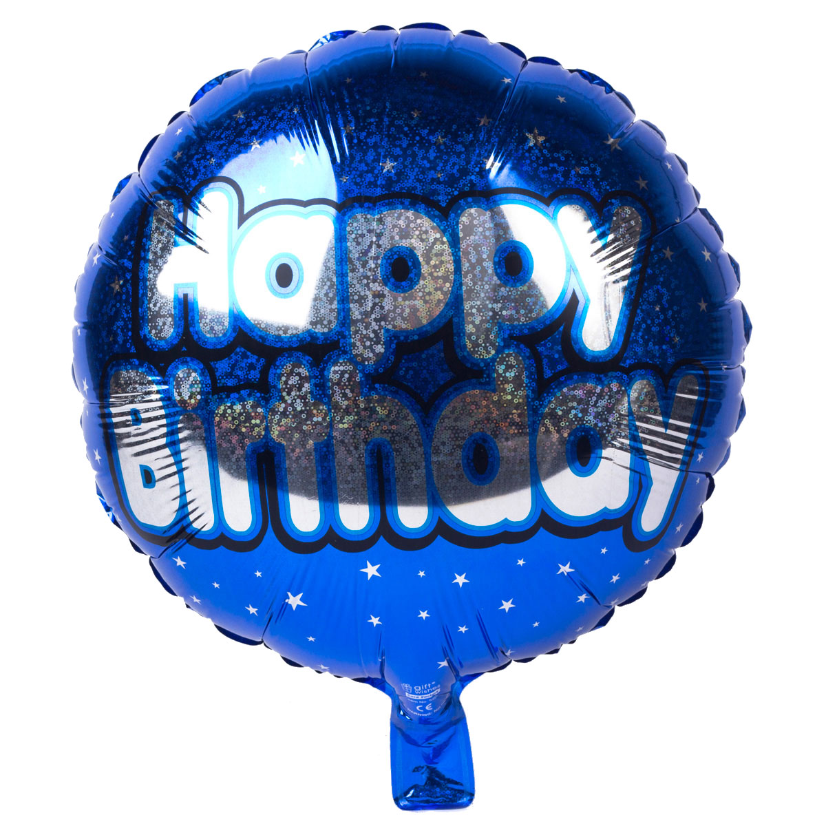 Holographic Blue Happy Birthday Foil Helium Balloon