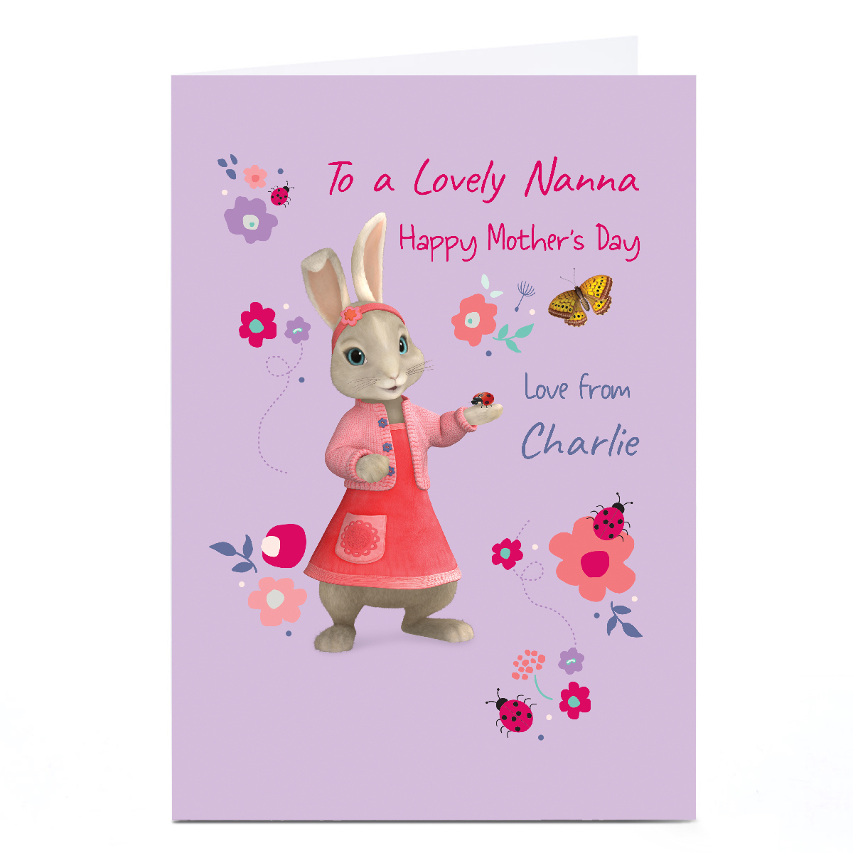 Personalised Peter Rabbit Mother's Day Card - Lily Bobtail, Nanna