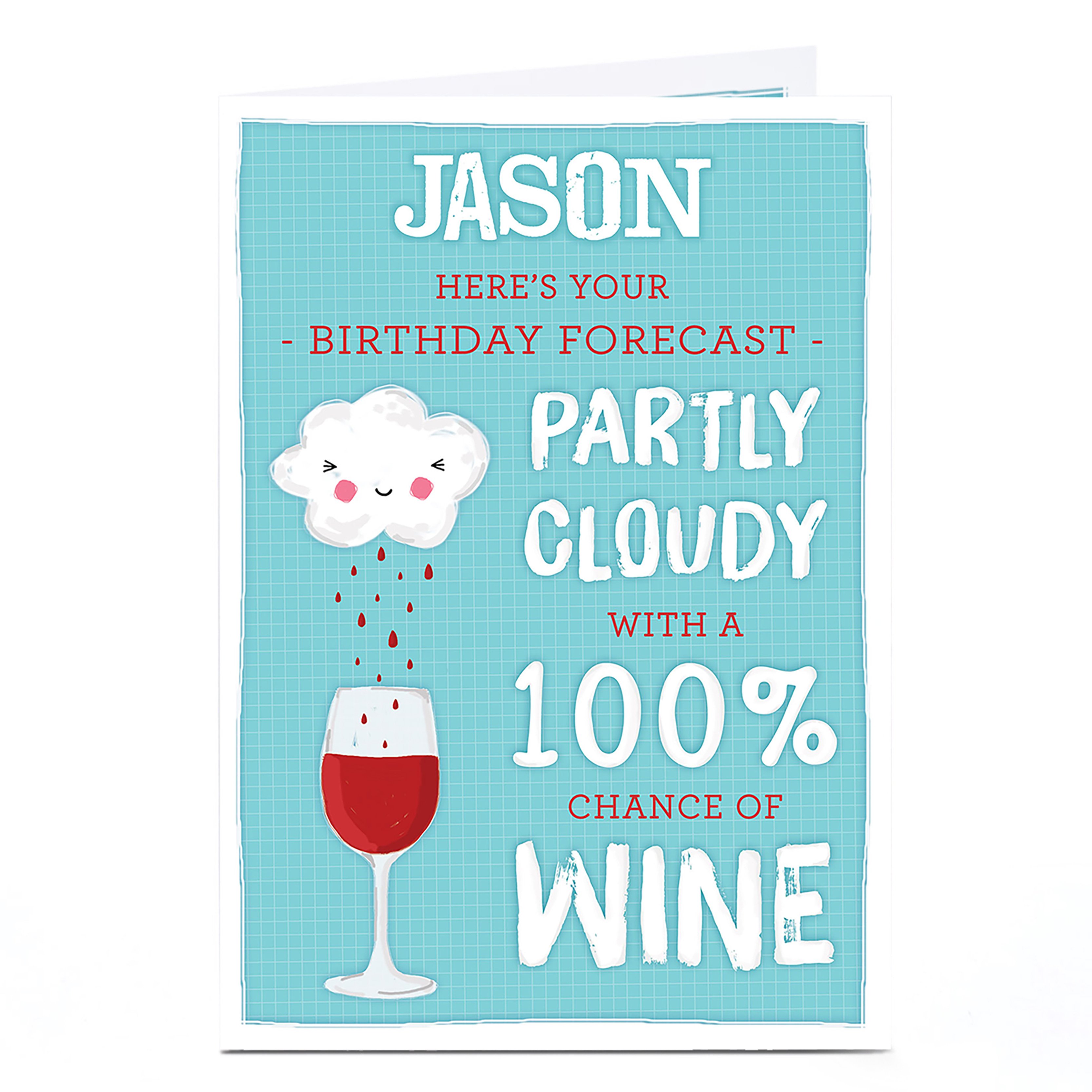 Personalised Birthday Card - 100% Chance Of Wine