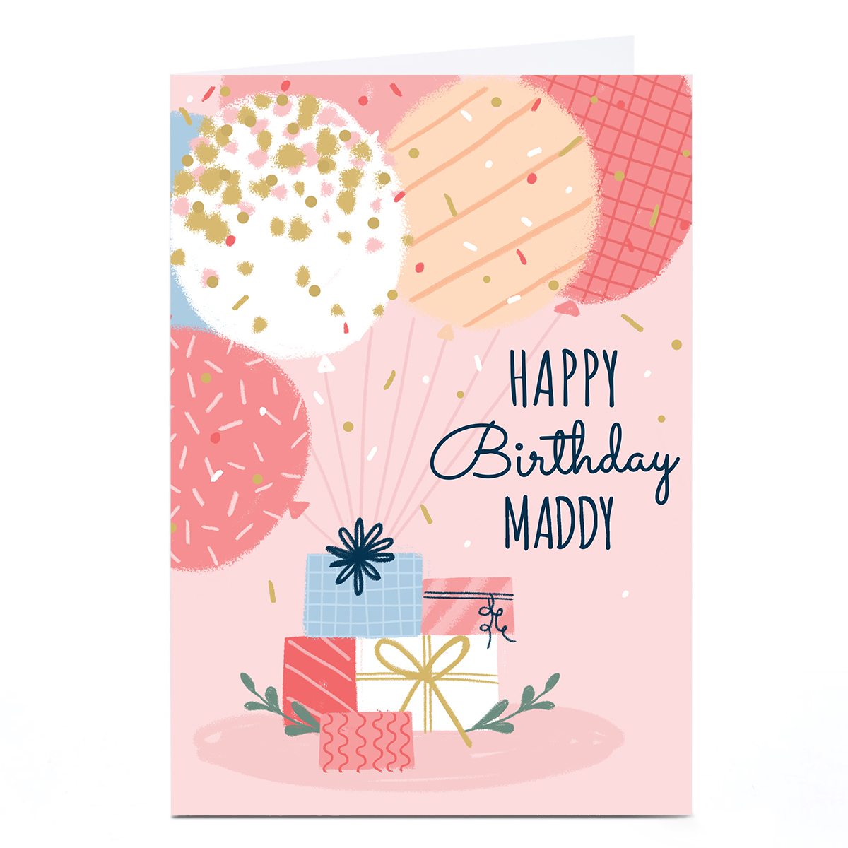 Personalised Little Mono Birthday Card - Balloons & Gifts