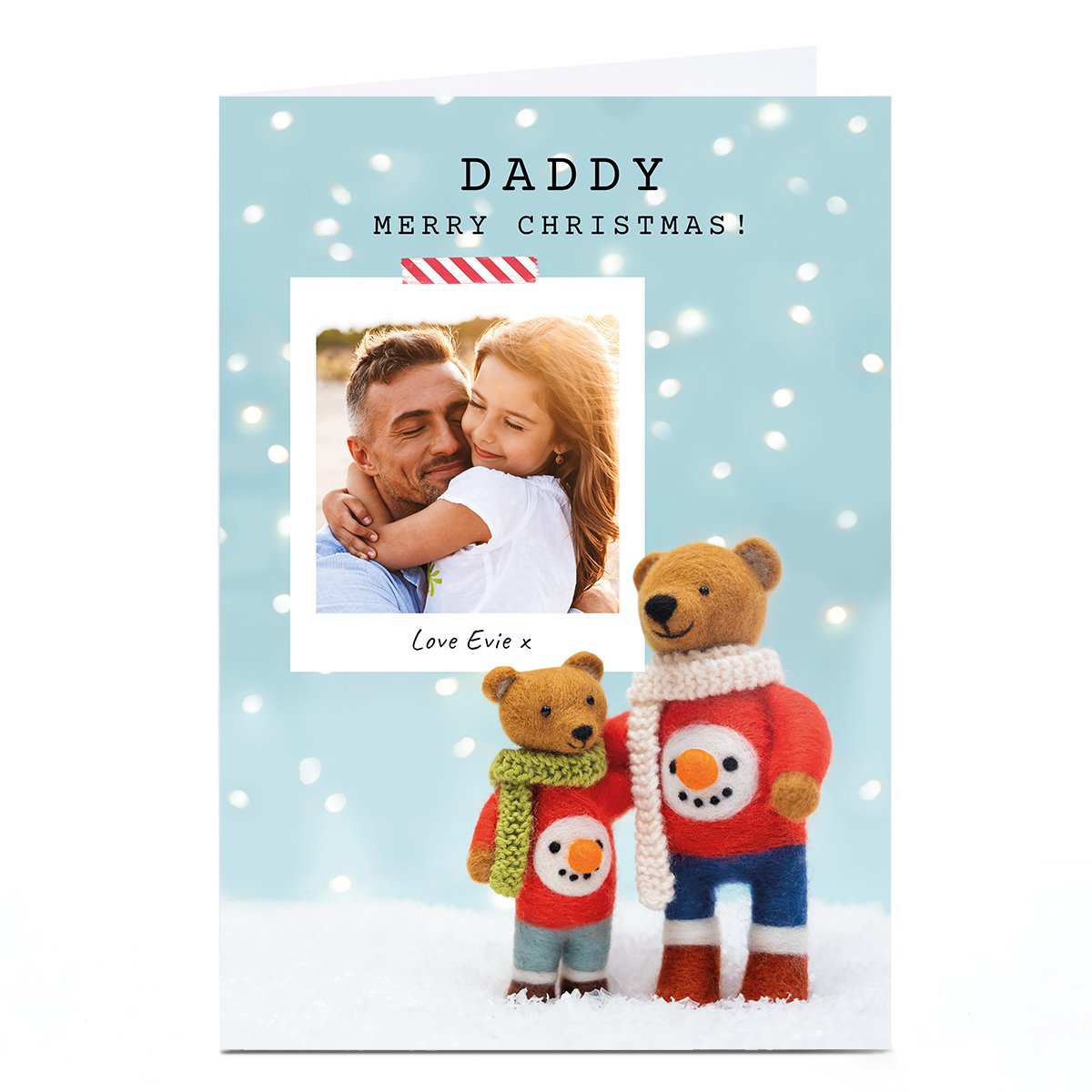 Photo Lemon & Sugar Christmas Card - Daddy, Felted Bears 