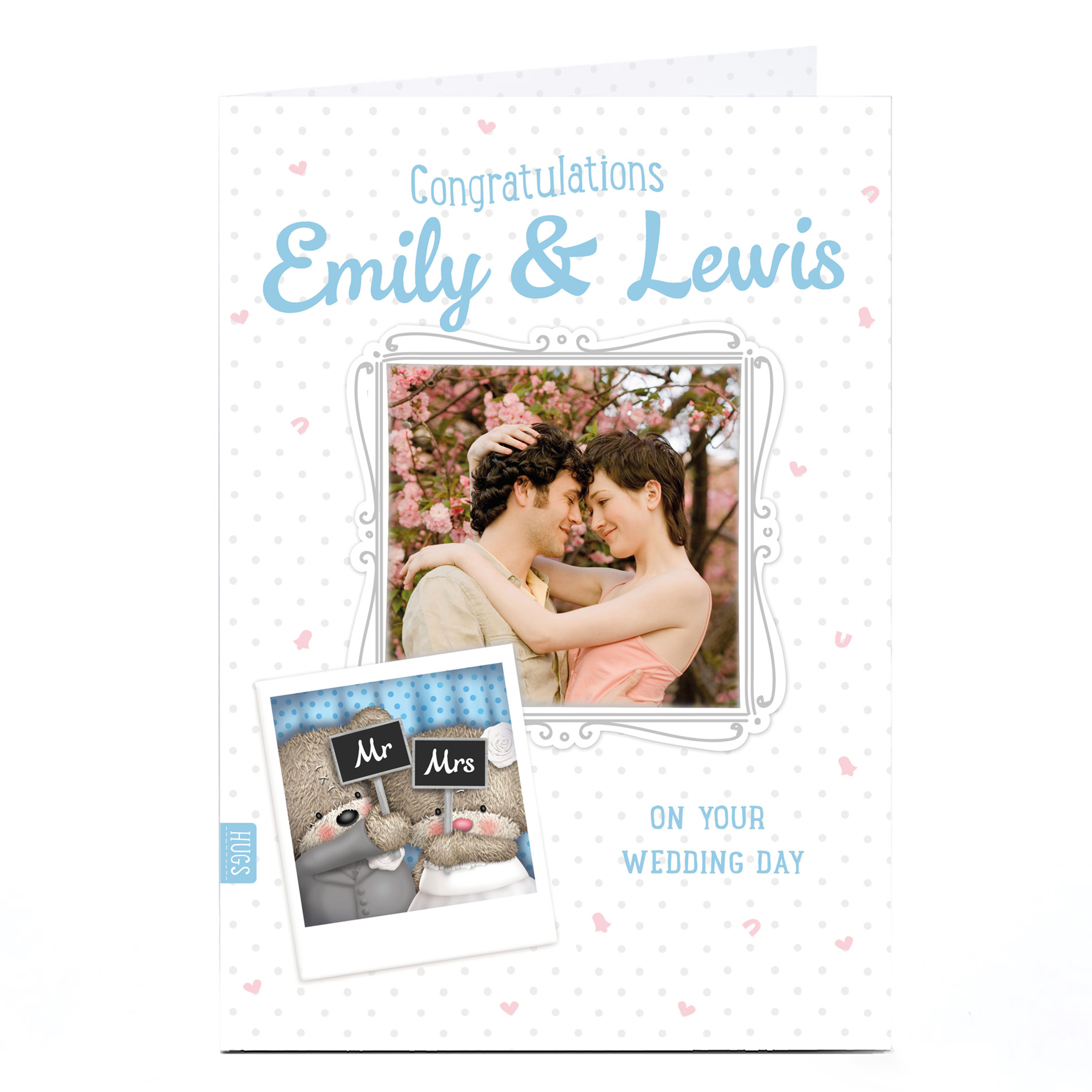 Hugs Photo Wedding Day Card - Congratulations Mr & Mrs