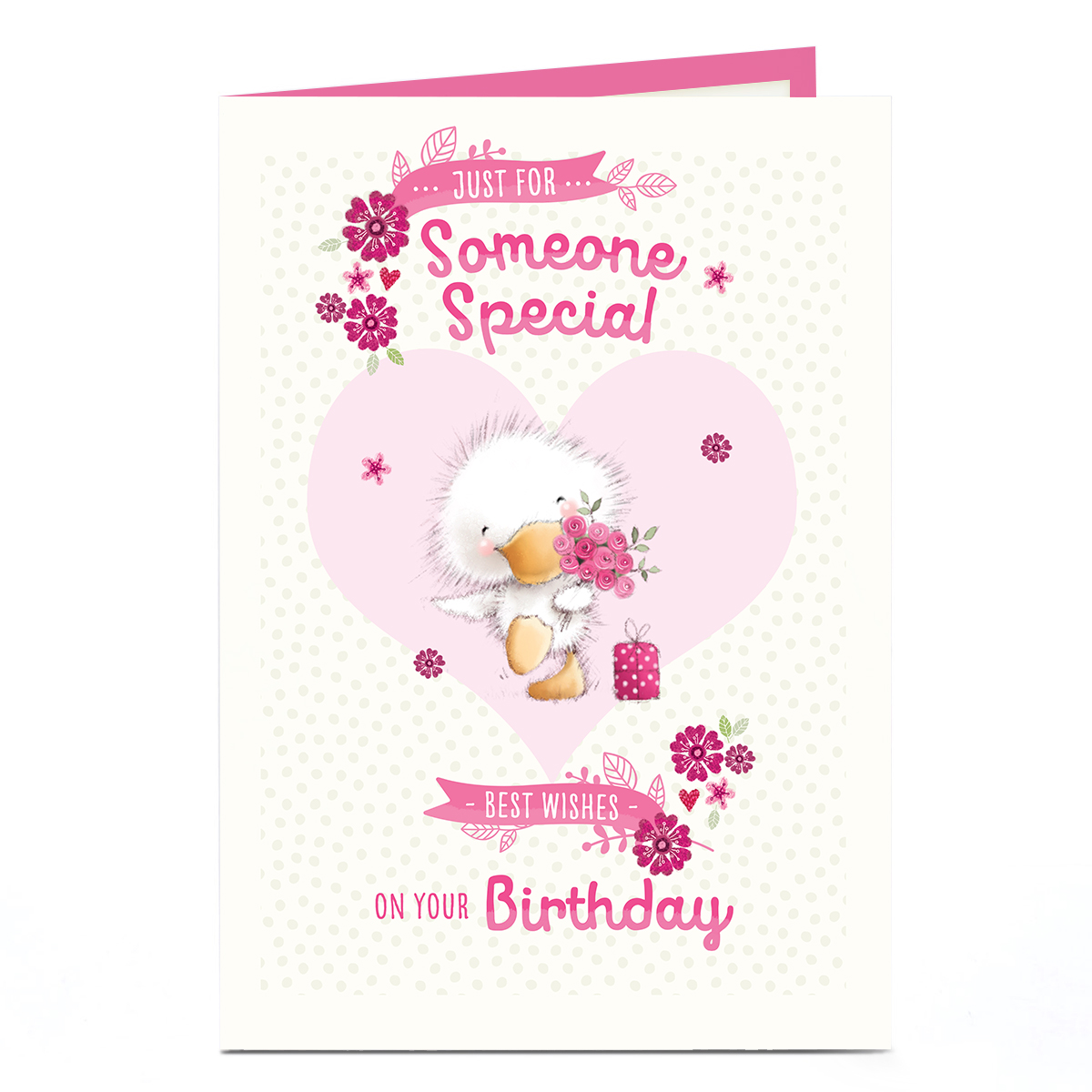 Birthday Card - Duckling With Flowers, Someone Special 