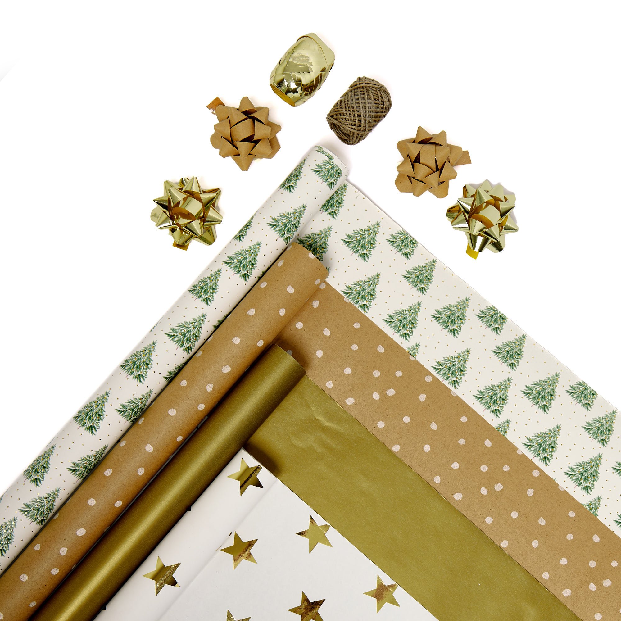 Lush & Simple Christmas Wrapping Paper & Accessories - 12 Rolls