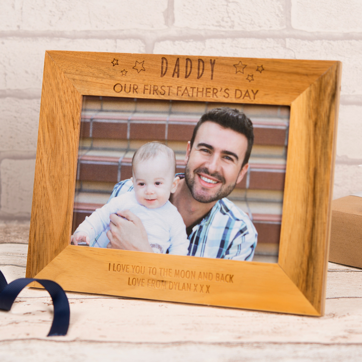Personalised Engraved Wooden Picture Frame - Our First Father's Day