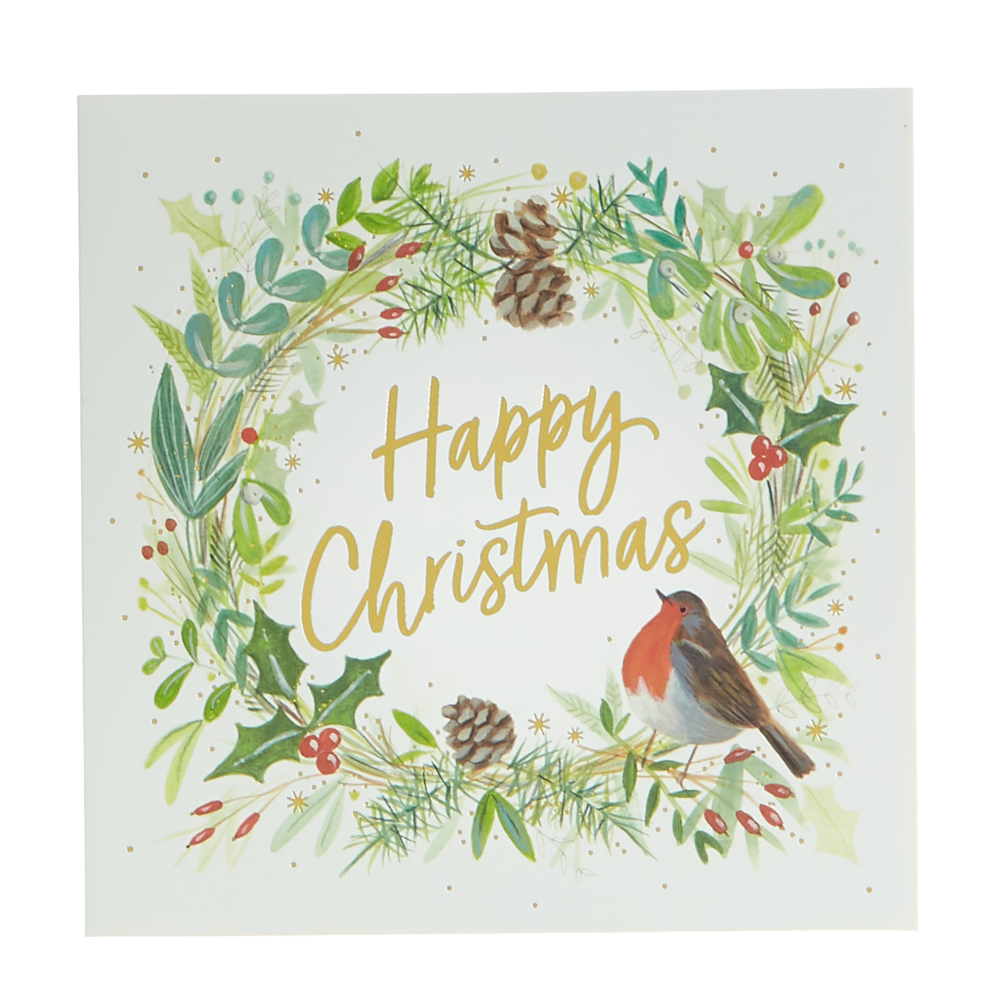 16 Charity Christmas Cards - Robin & Wreath (2 Designs)