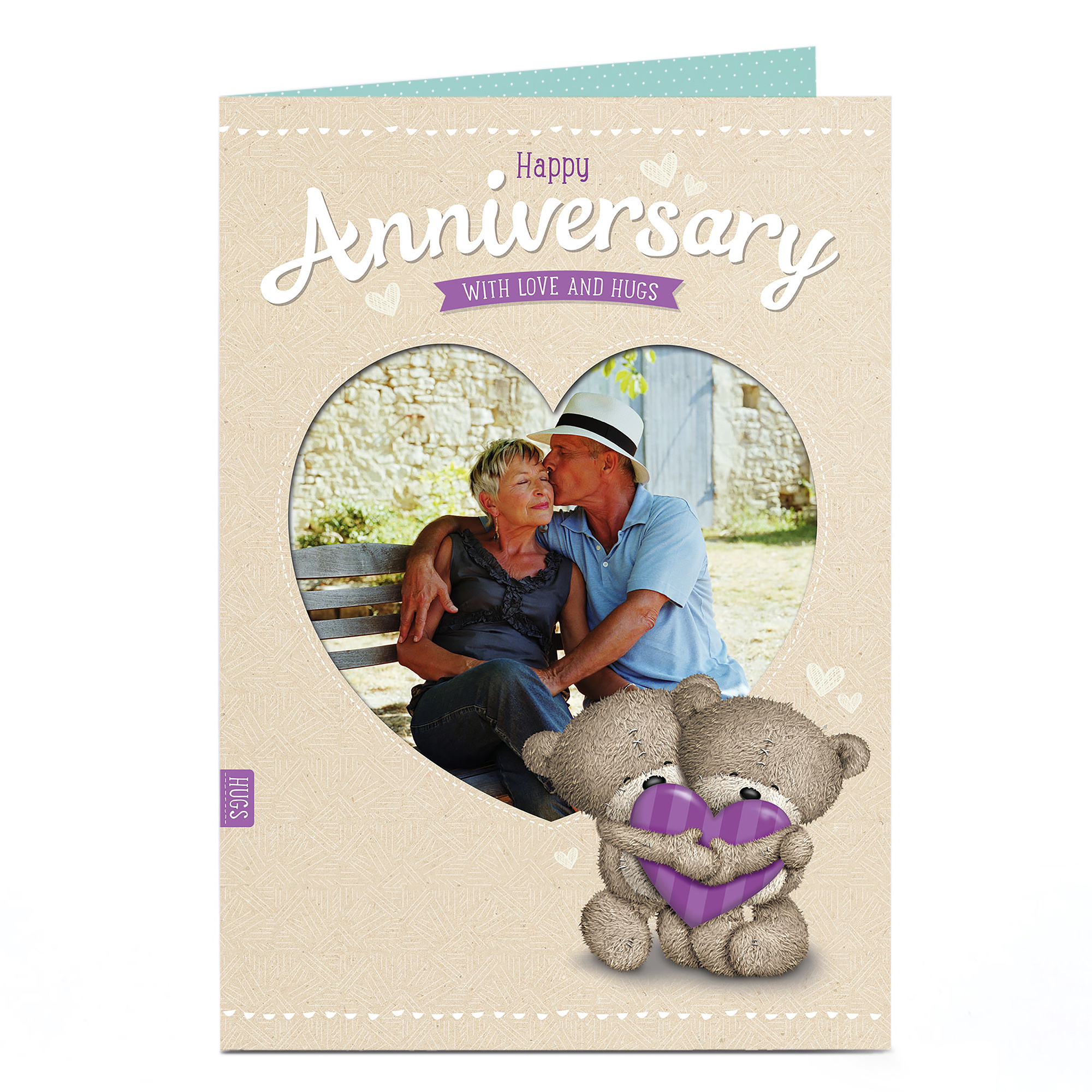Photo Hugs Anniversary Card - Love Heart Frame