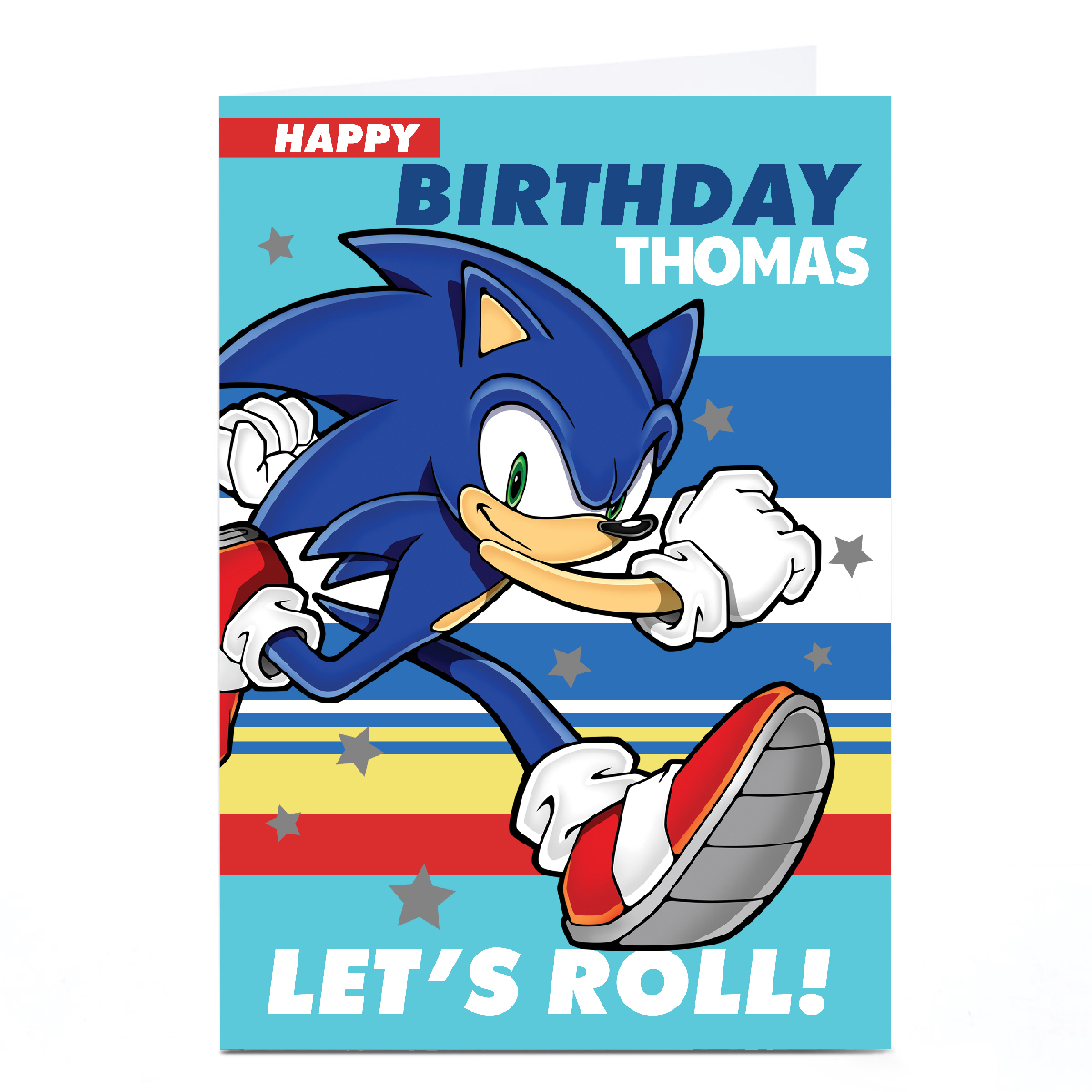  Personalised Birthday Card - Sonic - Let's Roll