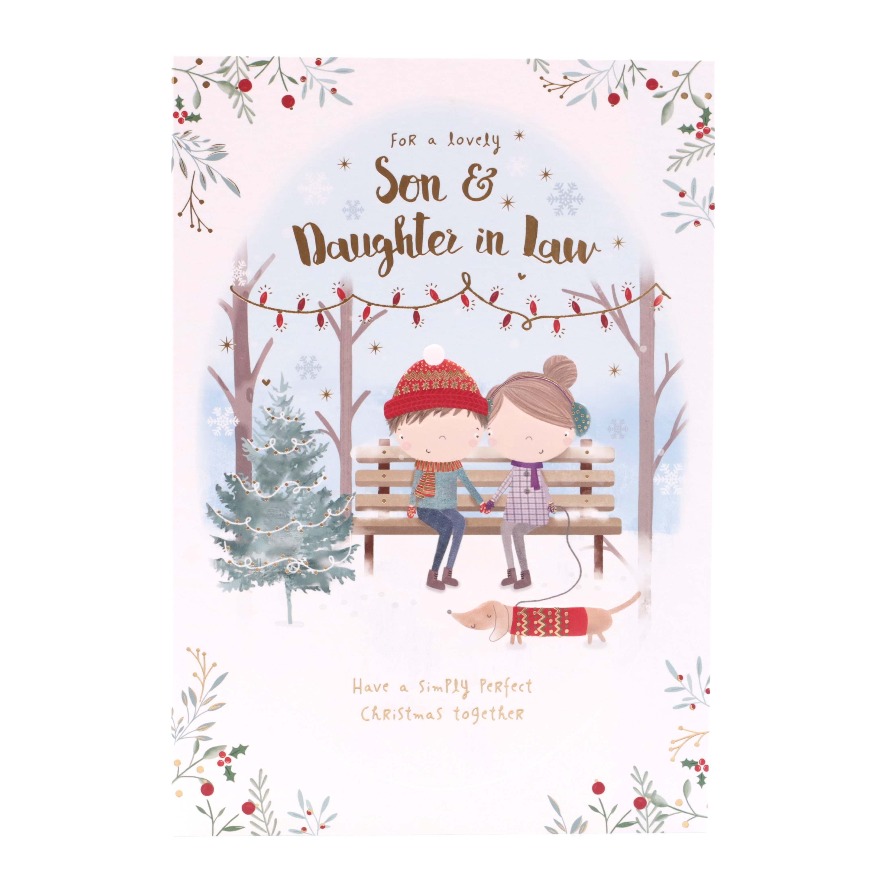 Christmas Card - Son And Daughter In Law, Cute Couple On Bench