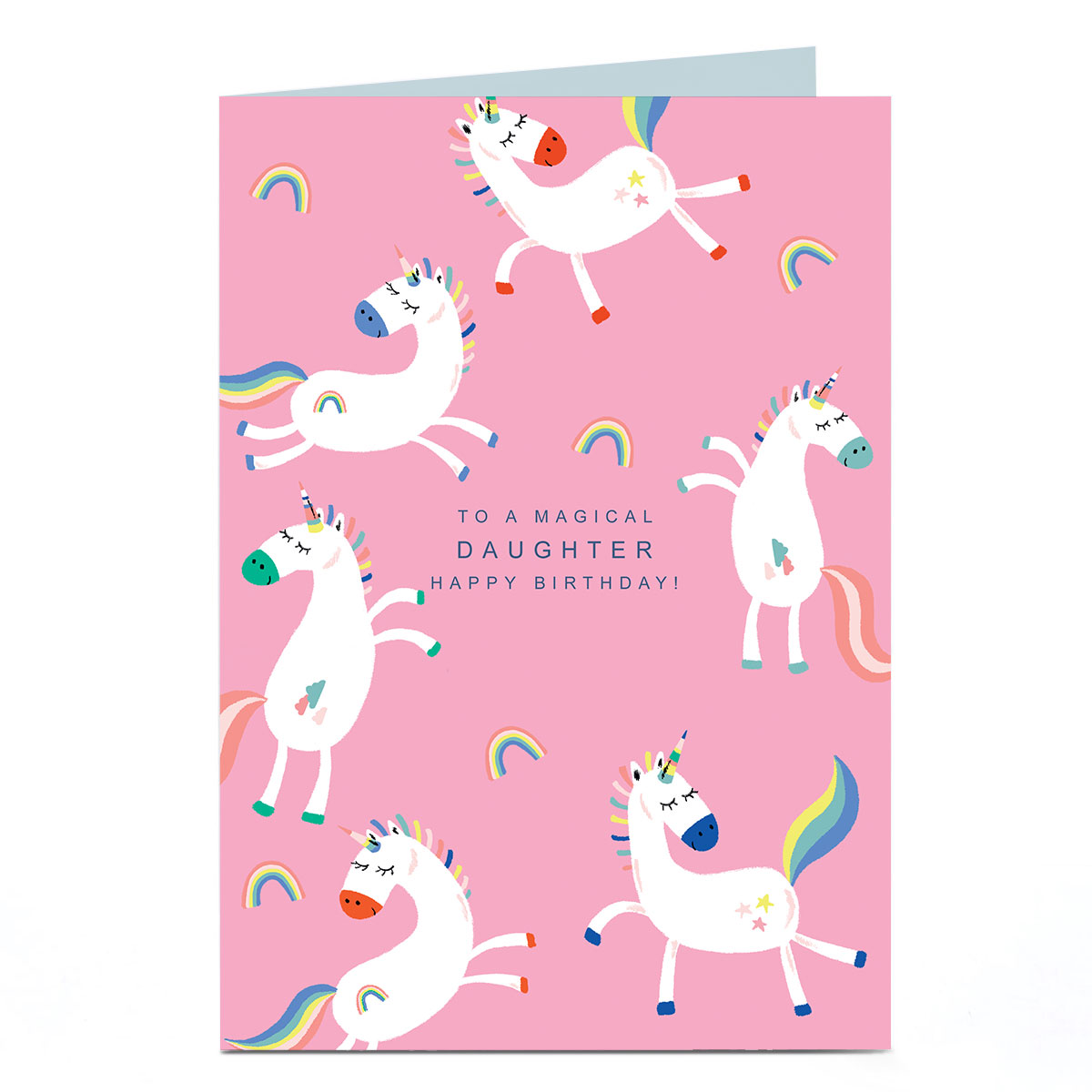 Birthday Card - Prancing Unicorns and Rainbows, Daughter
