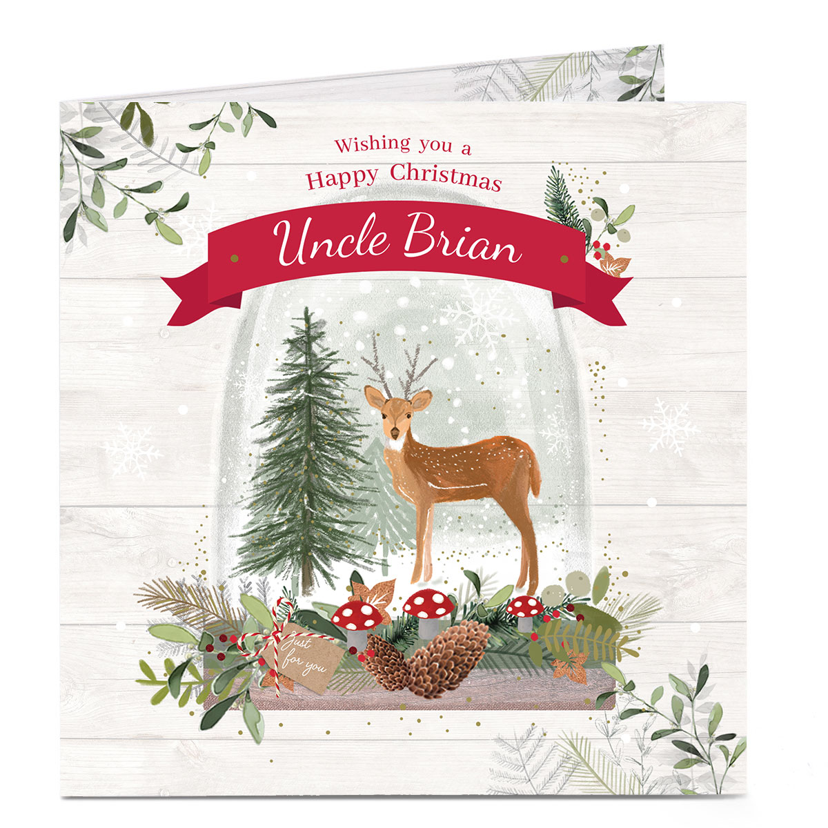 Personalised Christmas Card - Deer & Tree