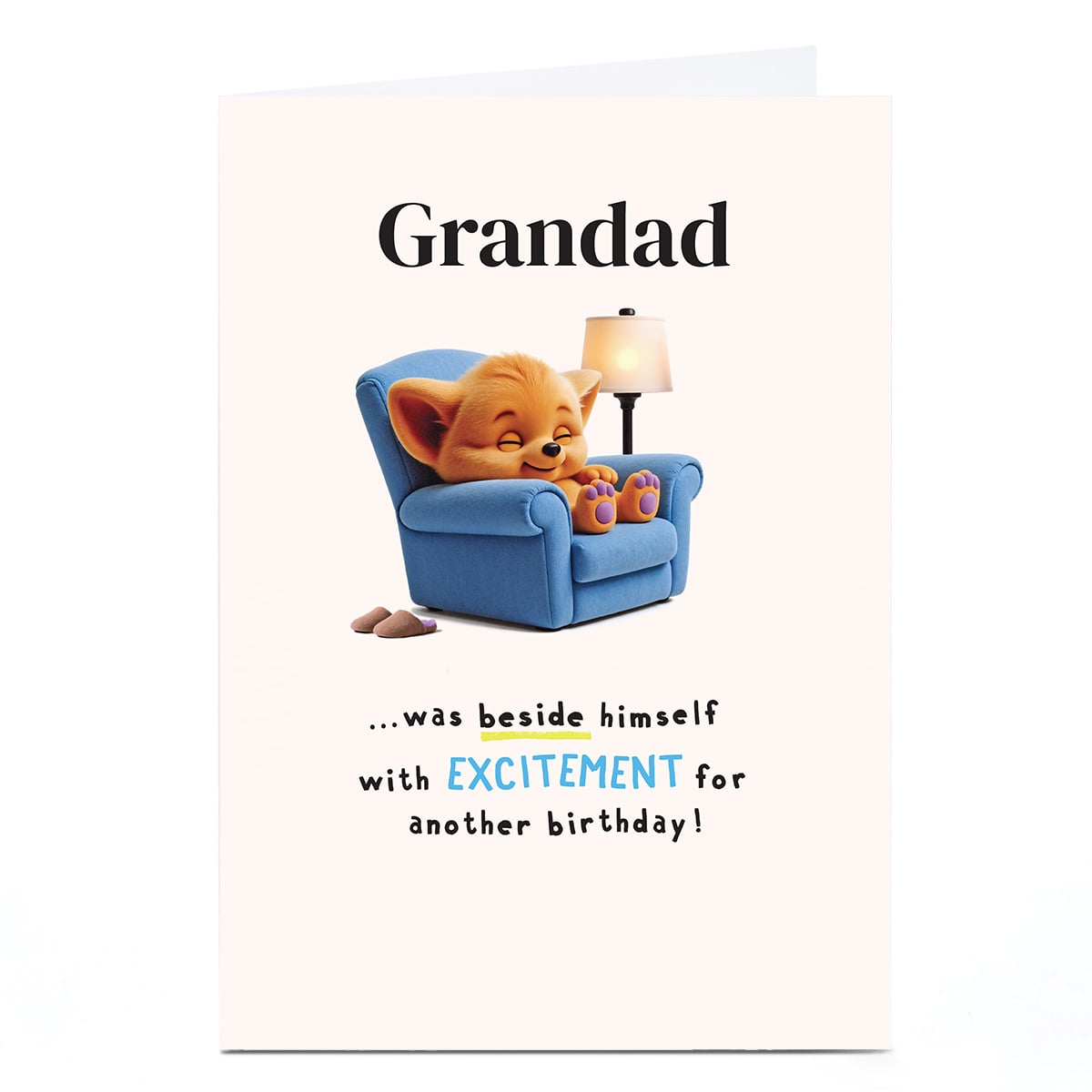 Personalised Wimzee Birthday Card - Beside Himself With Excitement, Grandad