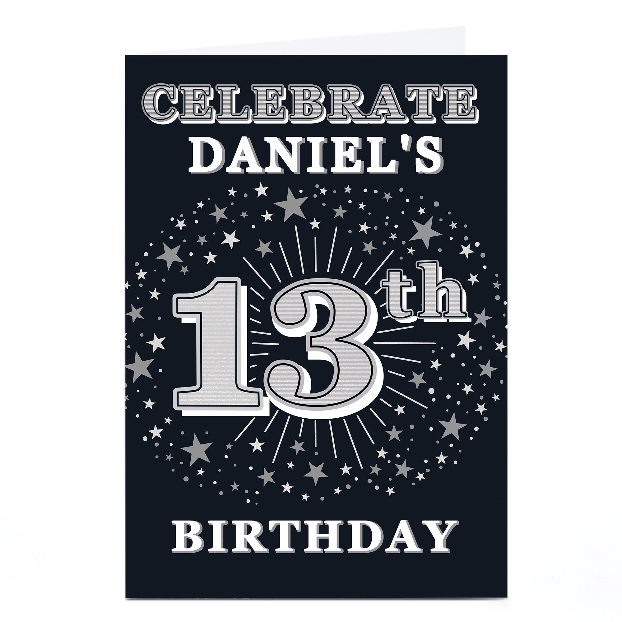 Personalised 13th Birthday Invitation - Silver Stars