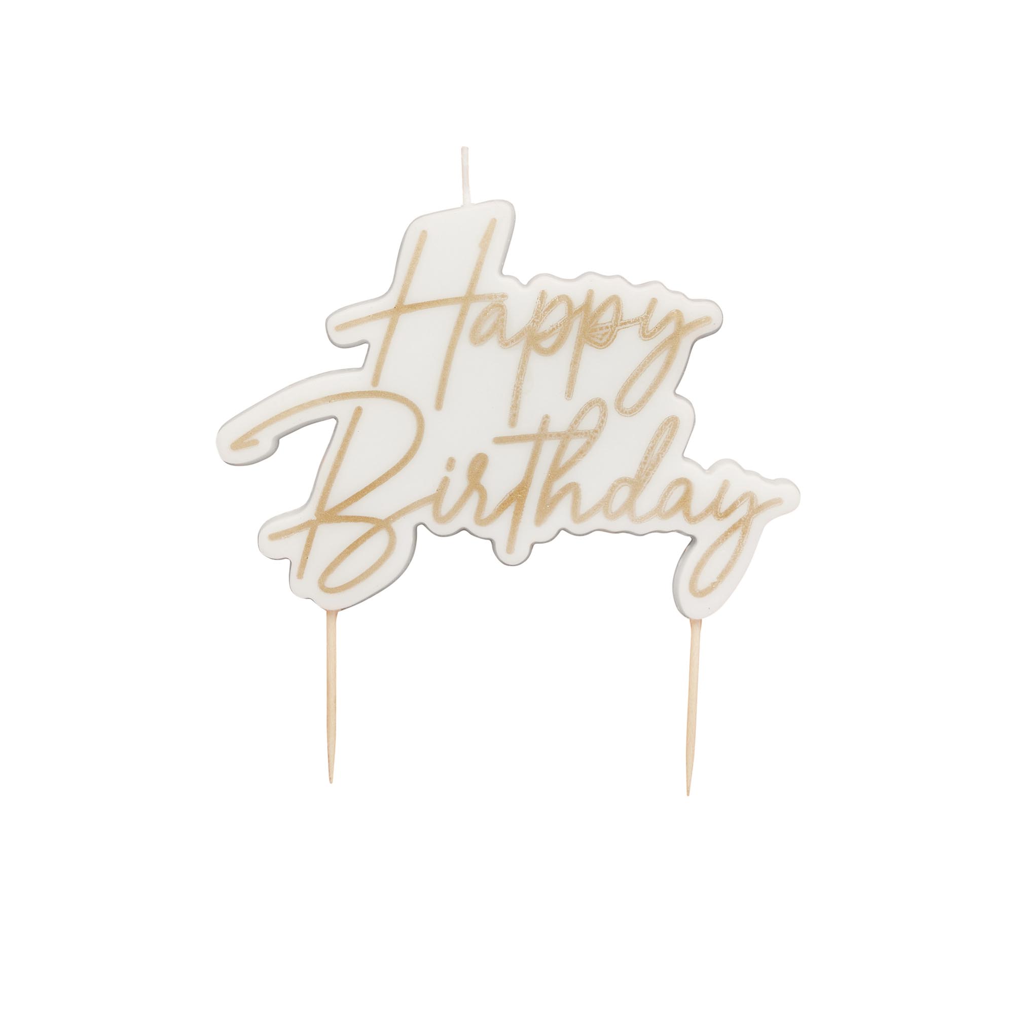Gold Happy Birthday Cake Candle 
