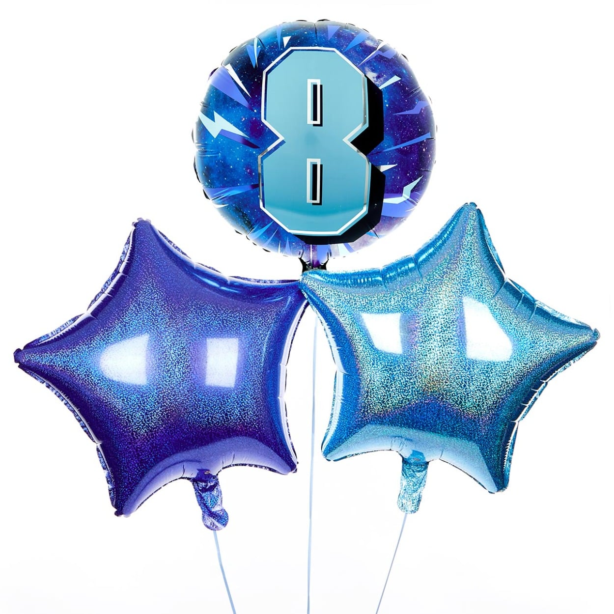 Blue 8th Birthday Balloon Bouquet - DELIVERED INFLATED!