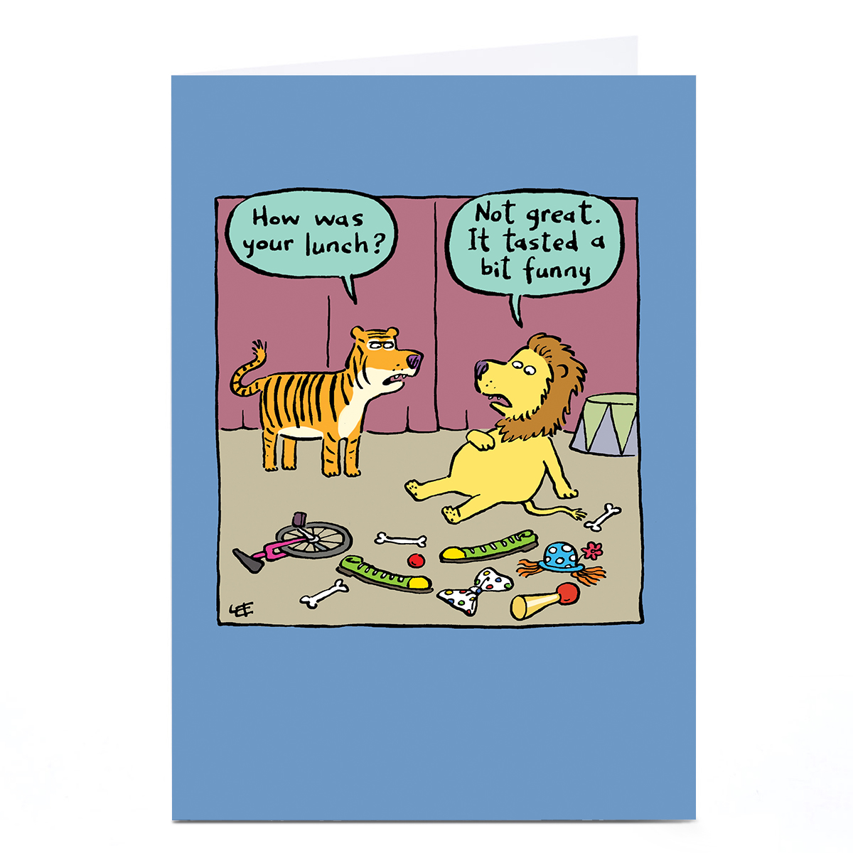 Personalised Lee Fearnley Card - Lion's Funny Lunch