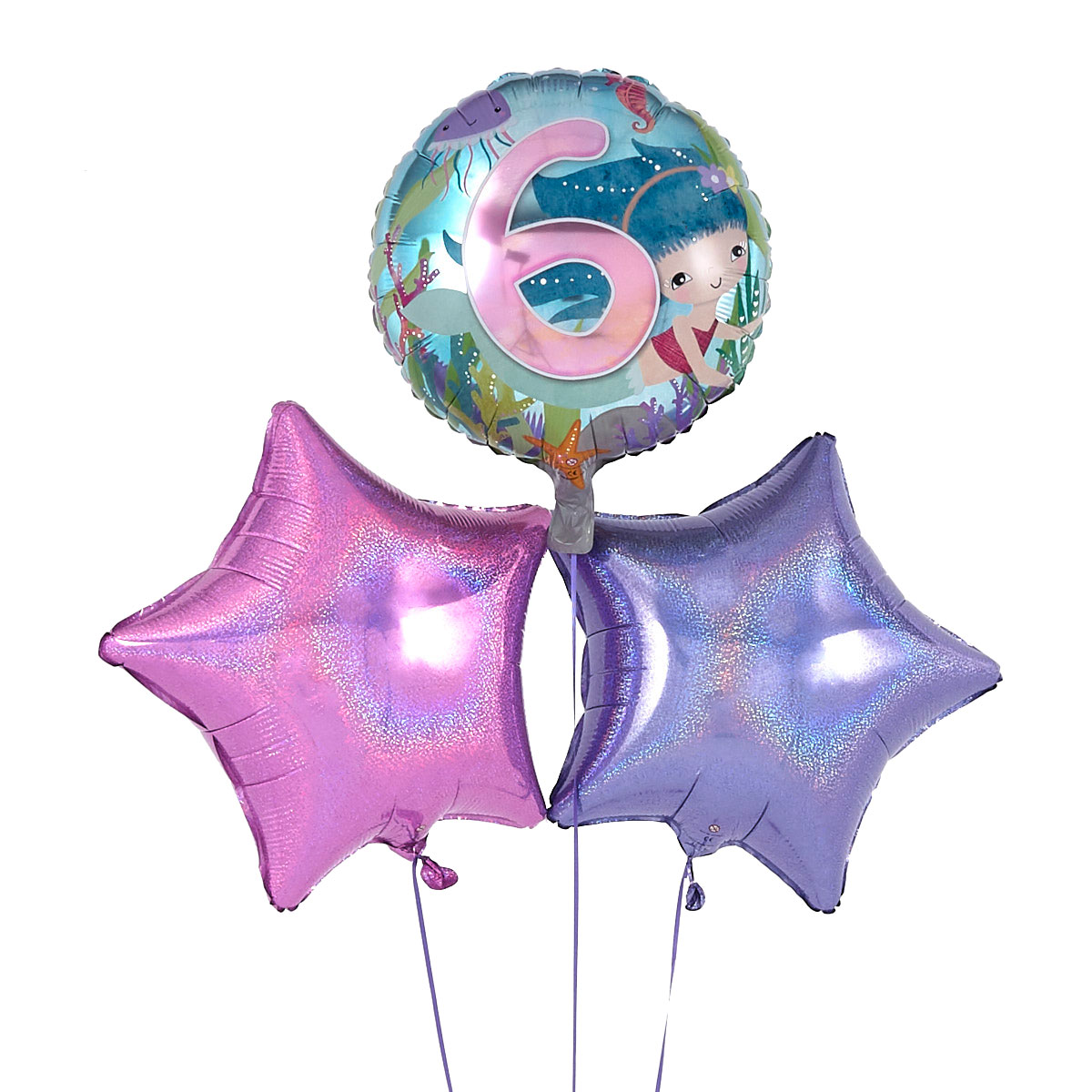 6th Birthday Mermaid Pink Balloon Bouquet - DELIVERED INFLATED!