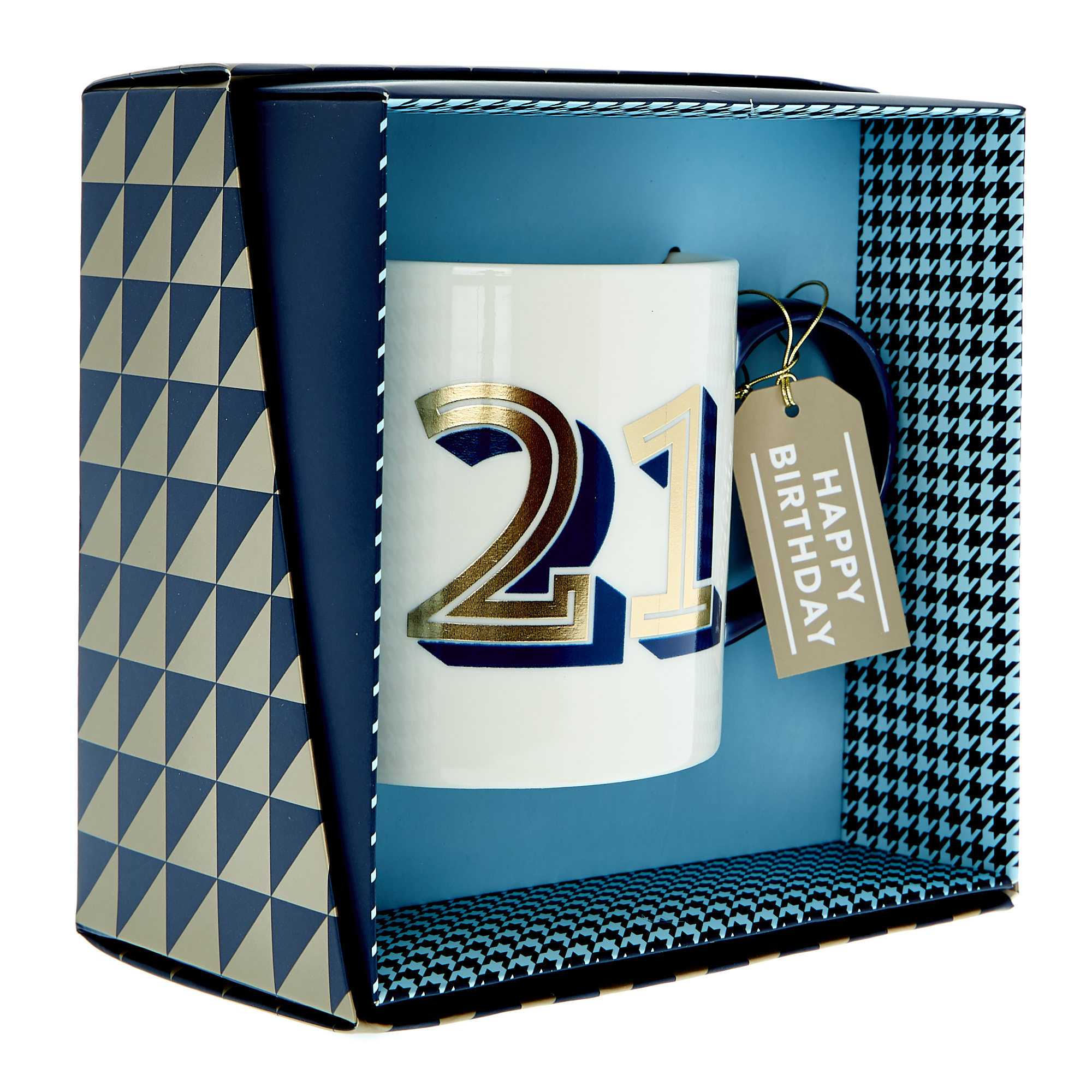 21st Birthday Mug In A Box - Blue & Gold 