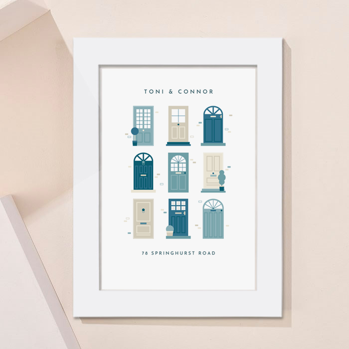 Personalised Names Front Doors Portrait Print