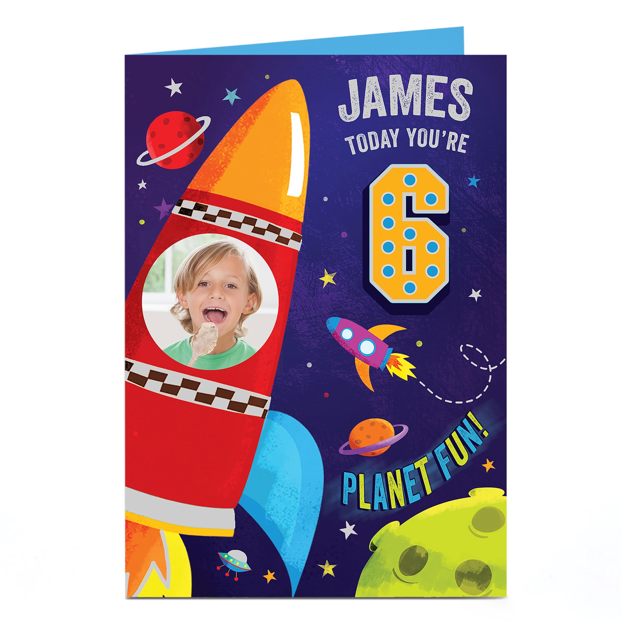 Photo 6th Birthday Card - Planet Fun!