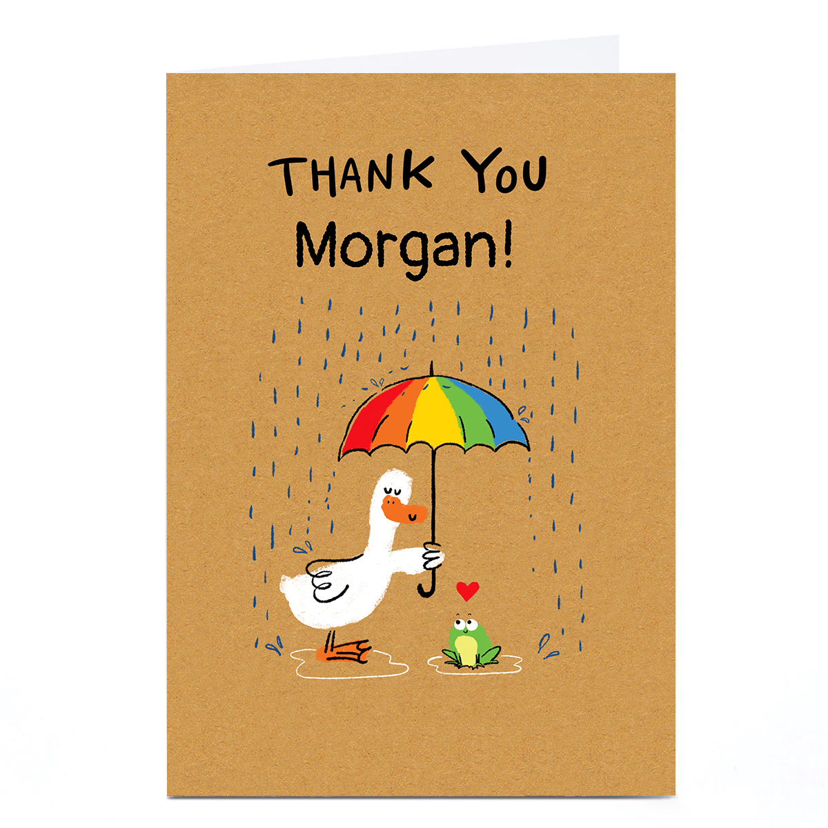 Personalised Hew Ma Thank You Card - Frog & Duck