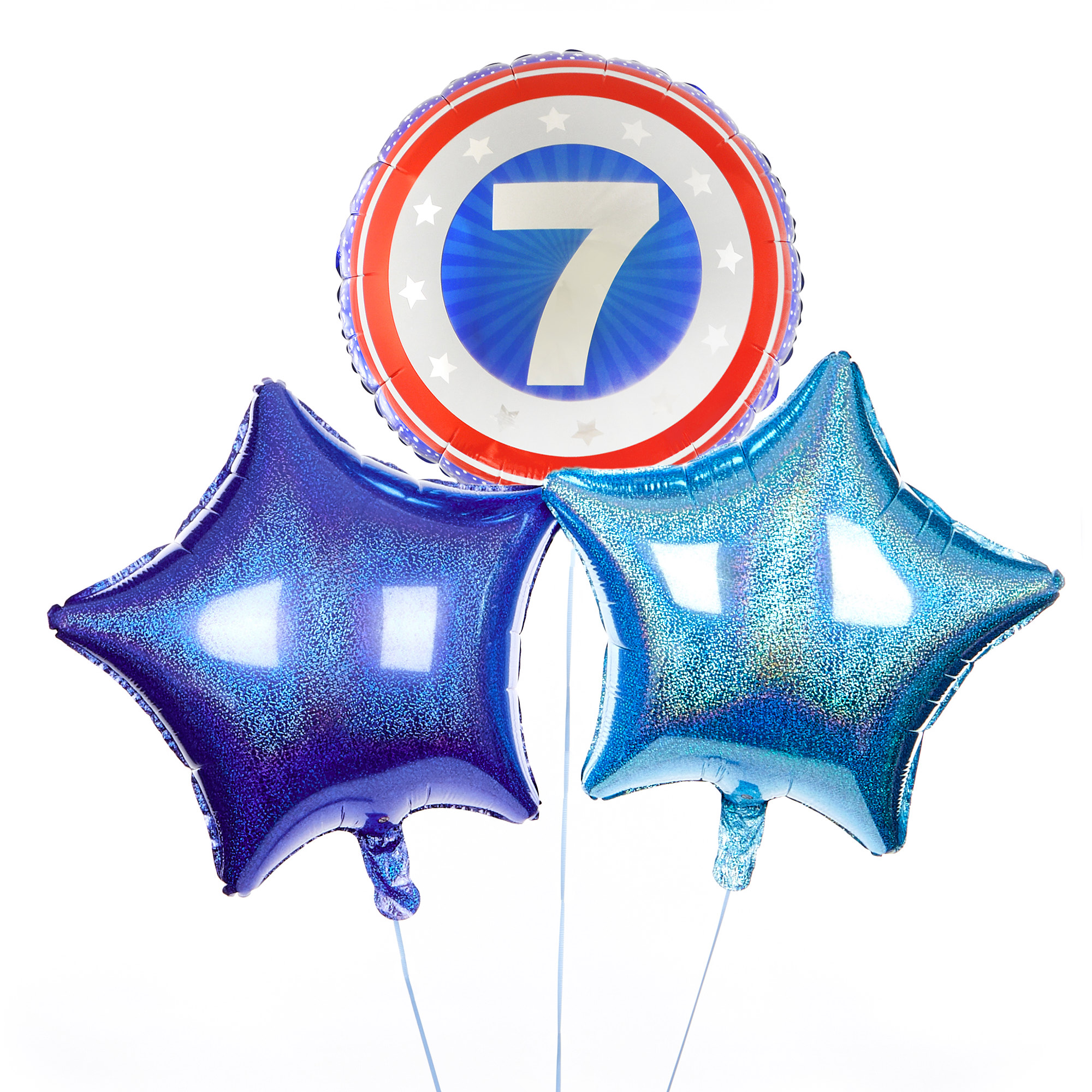 Superhero Shield 7th Birthday Balloon Bouquet - DELIVERED INFLATED!