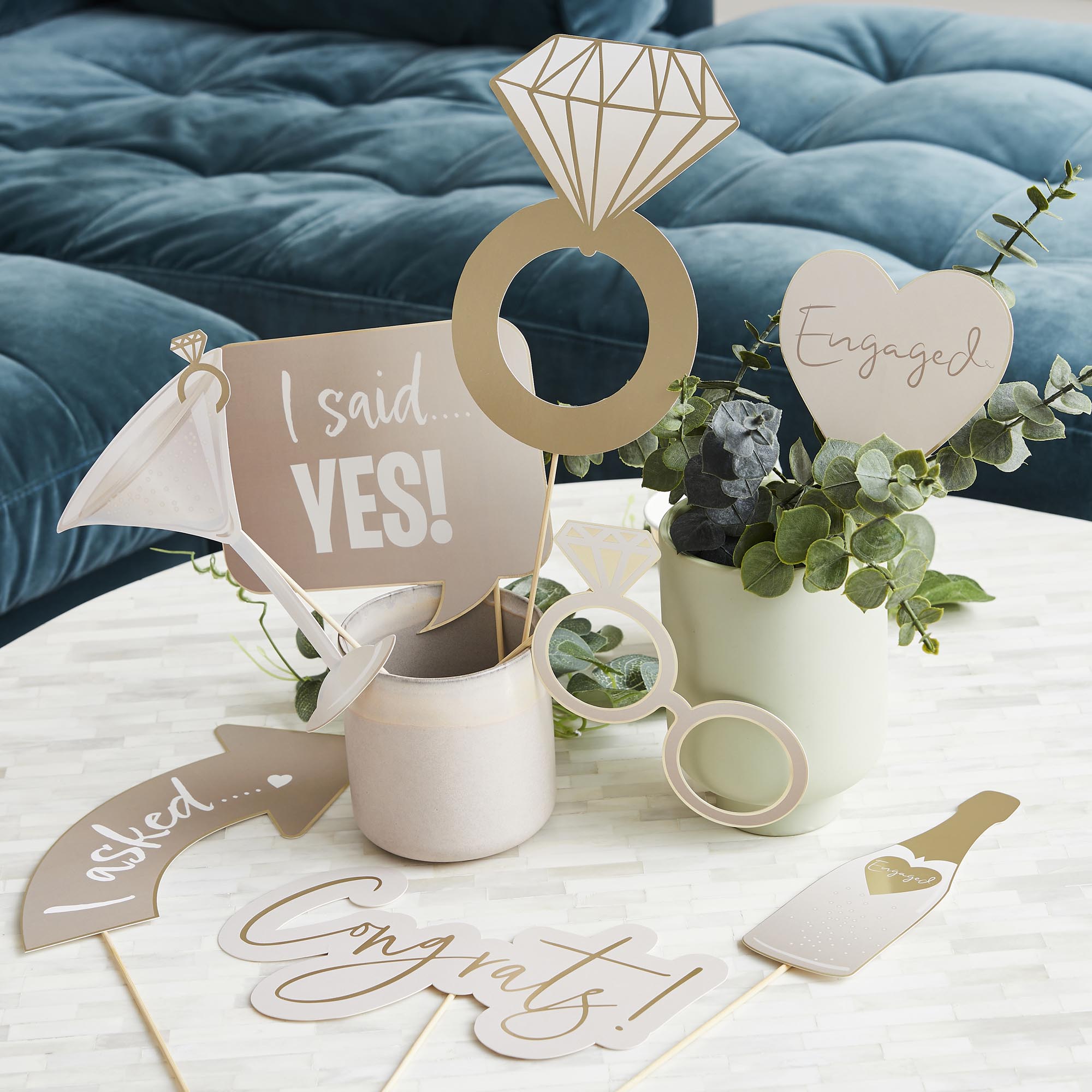 Engagement Photo Booth Props - Pack of 10