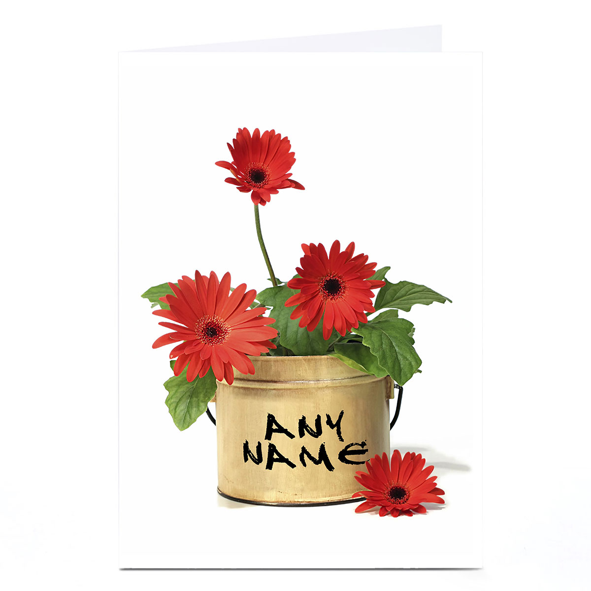 Personalised Card - Pot Of Red Flowers