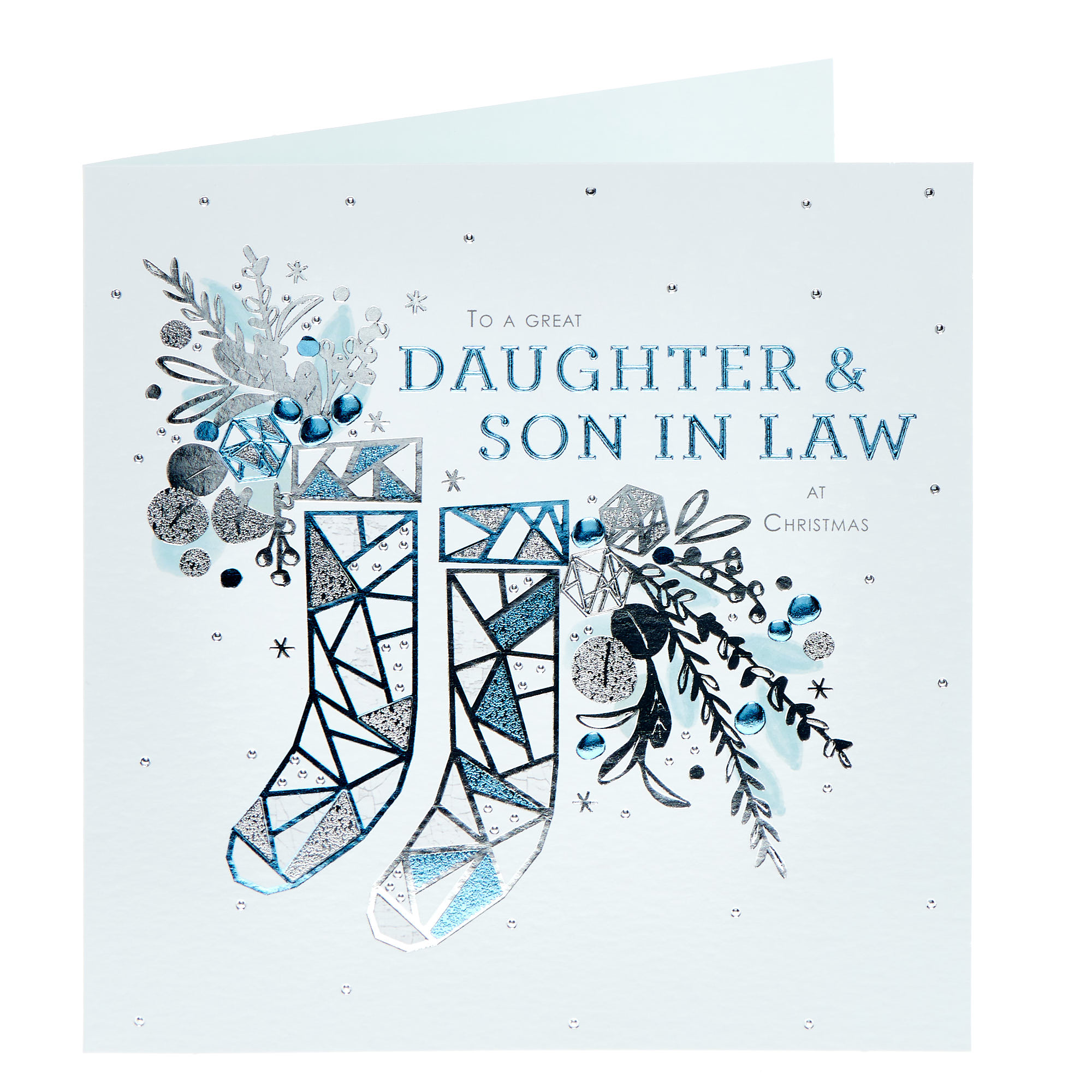 Daughter & Son in Law Geometric Stockings Christmas Card