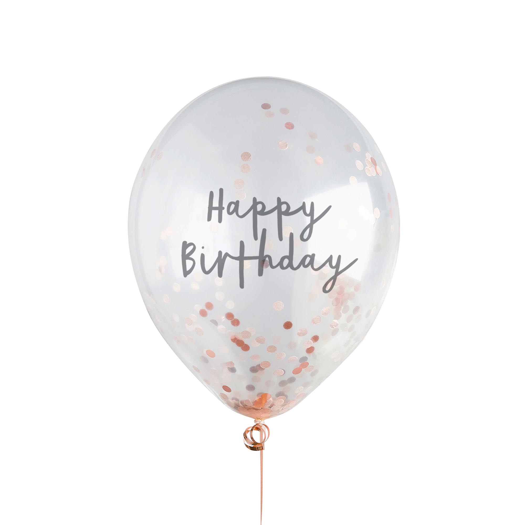 Metallic Happy Birthday Confetti 12-Inch Latex Balloons - Pack of 5 (3 Colour Options)