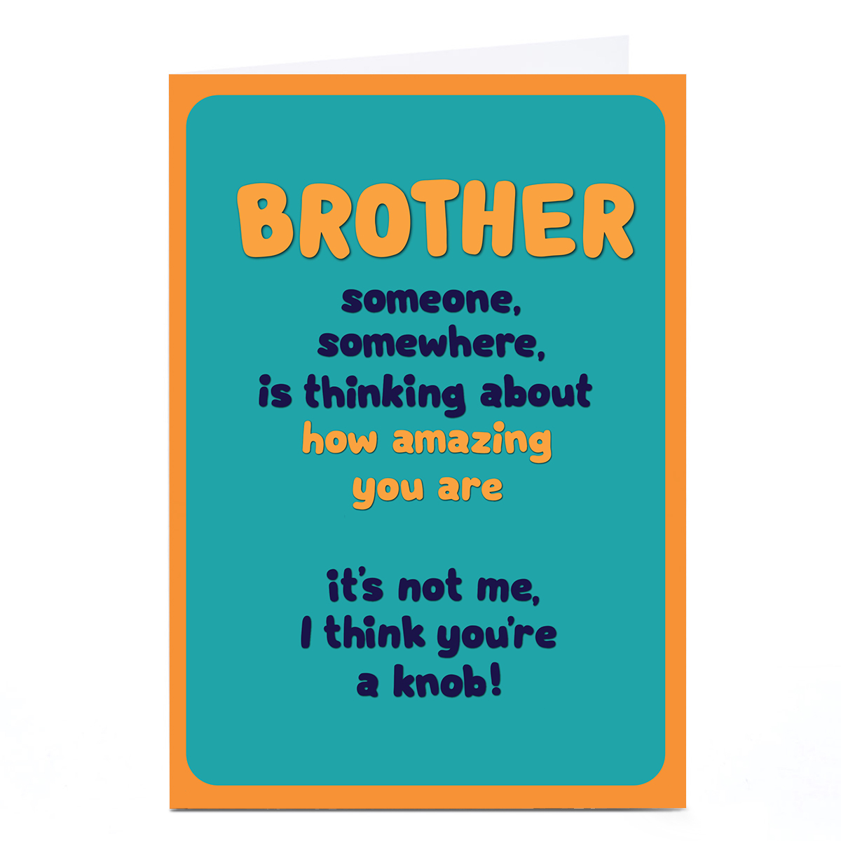 Personalised Birthday Card - Brother I Think You're A Kn*b