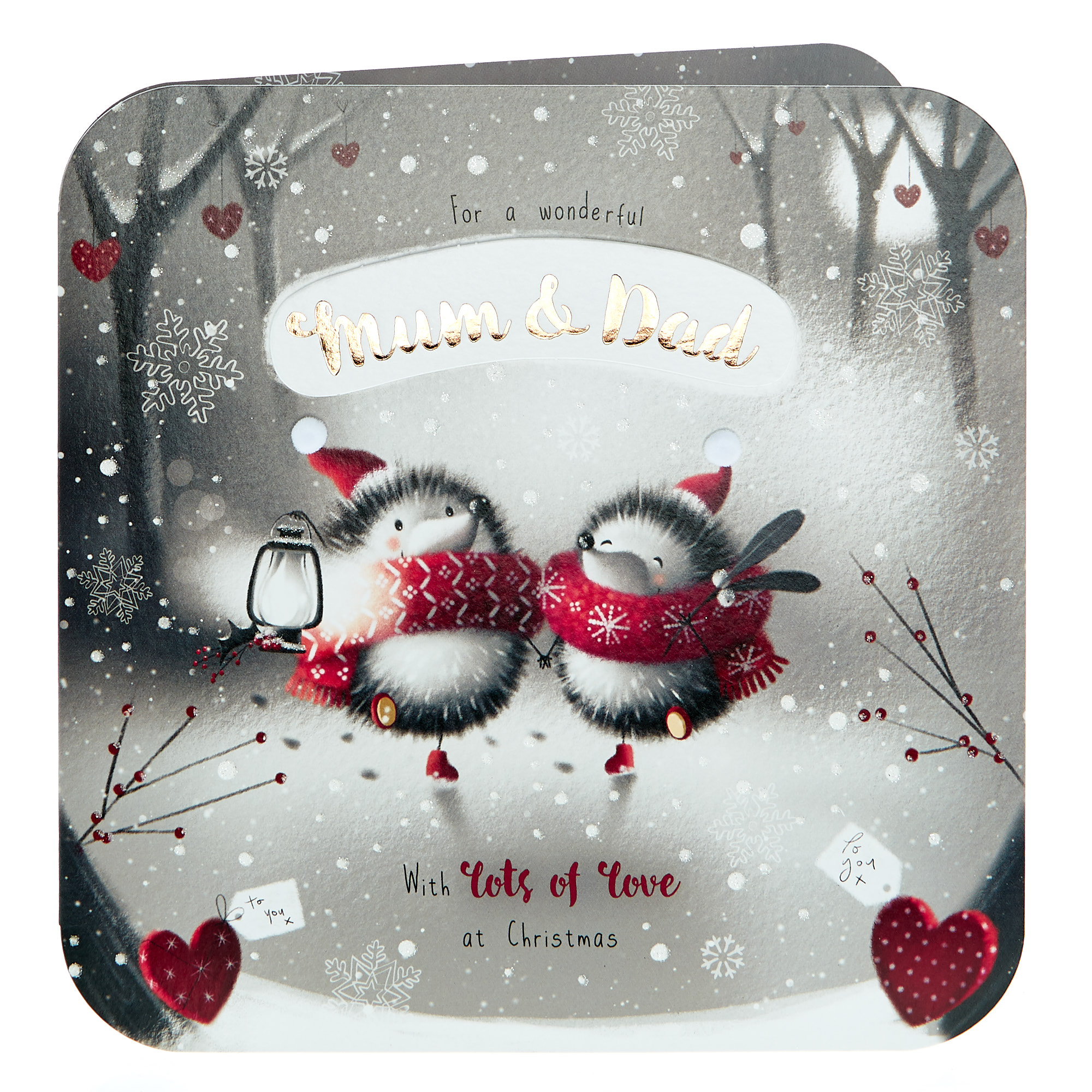 Exquisite Collection Christmas Card - Mum & Dad Hedgehogs 