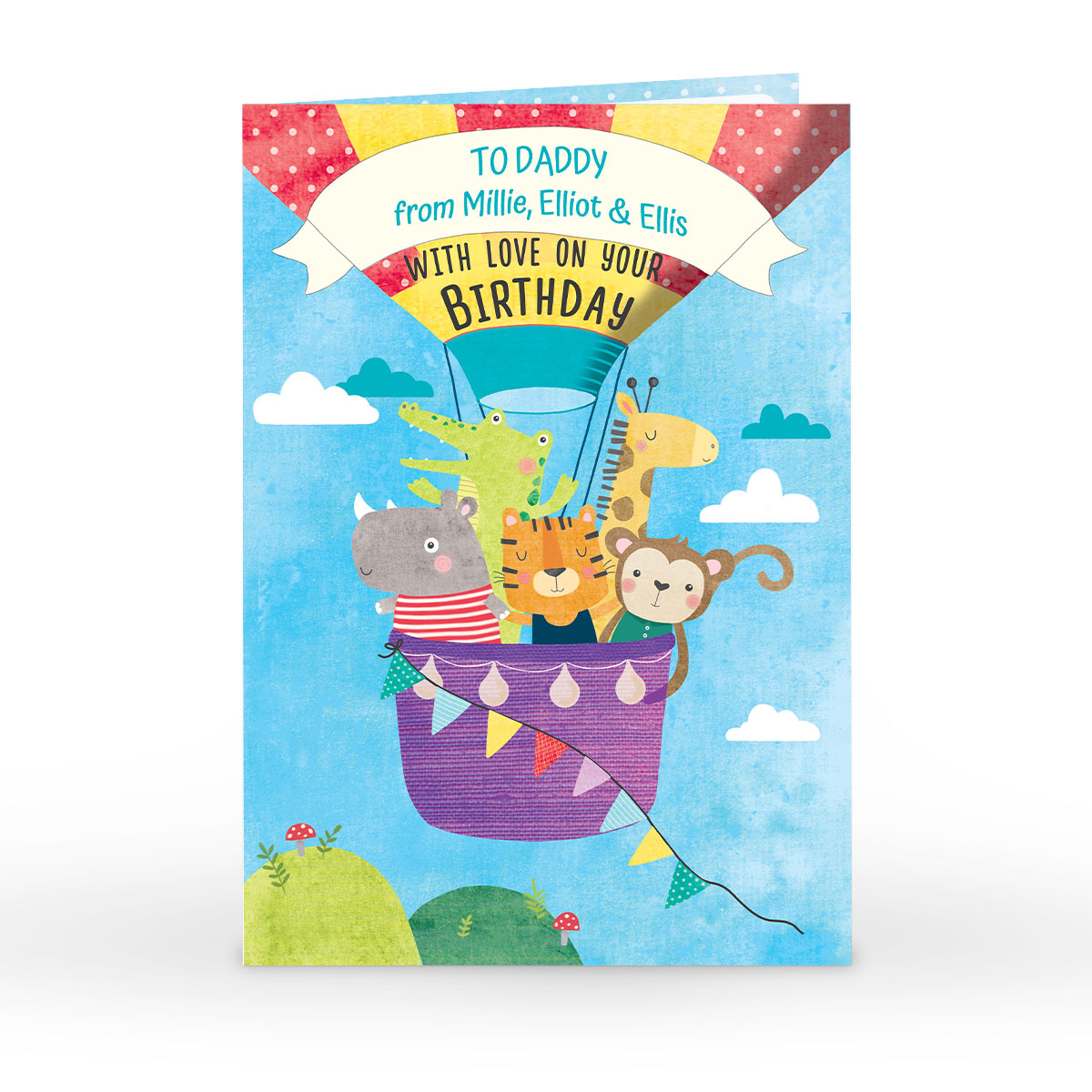 Personalised Birthday Card - Animal Hot Air Balloon