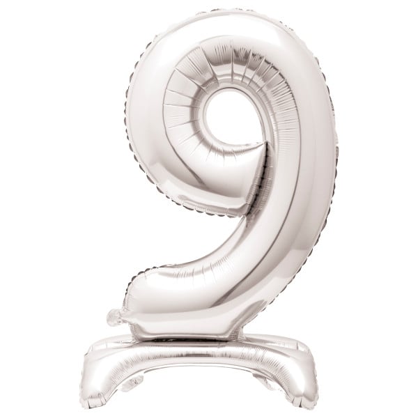 30-Inch Silver Air-Fill Standing Number 9 Table Balloon