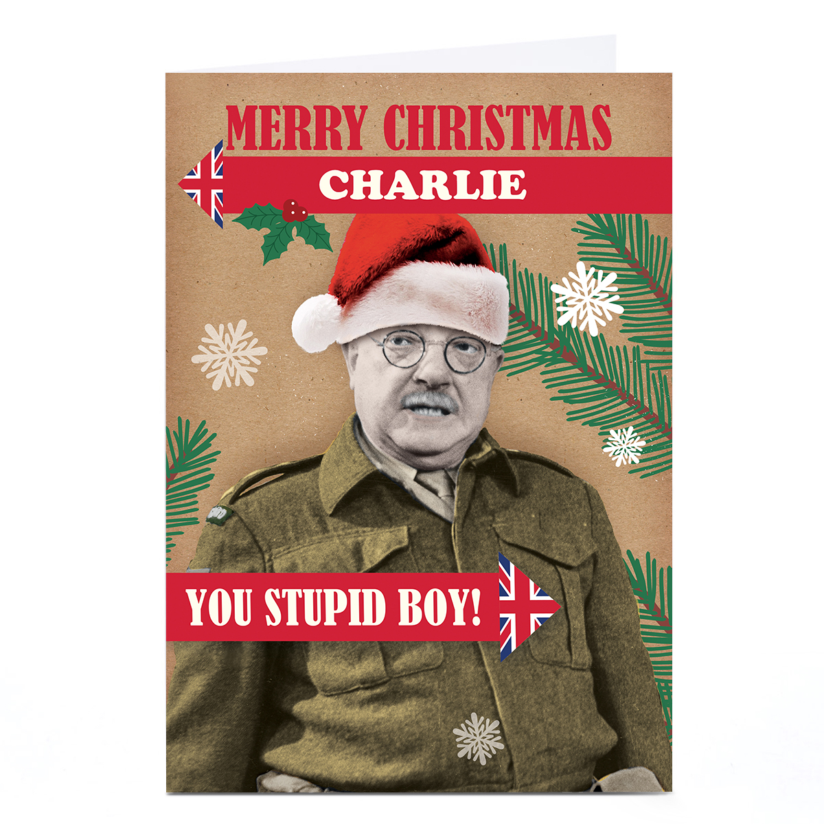Personalised Dad's Army Christmas Card - You Stupid Boy!