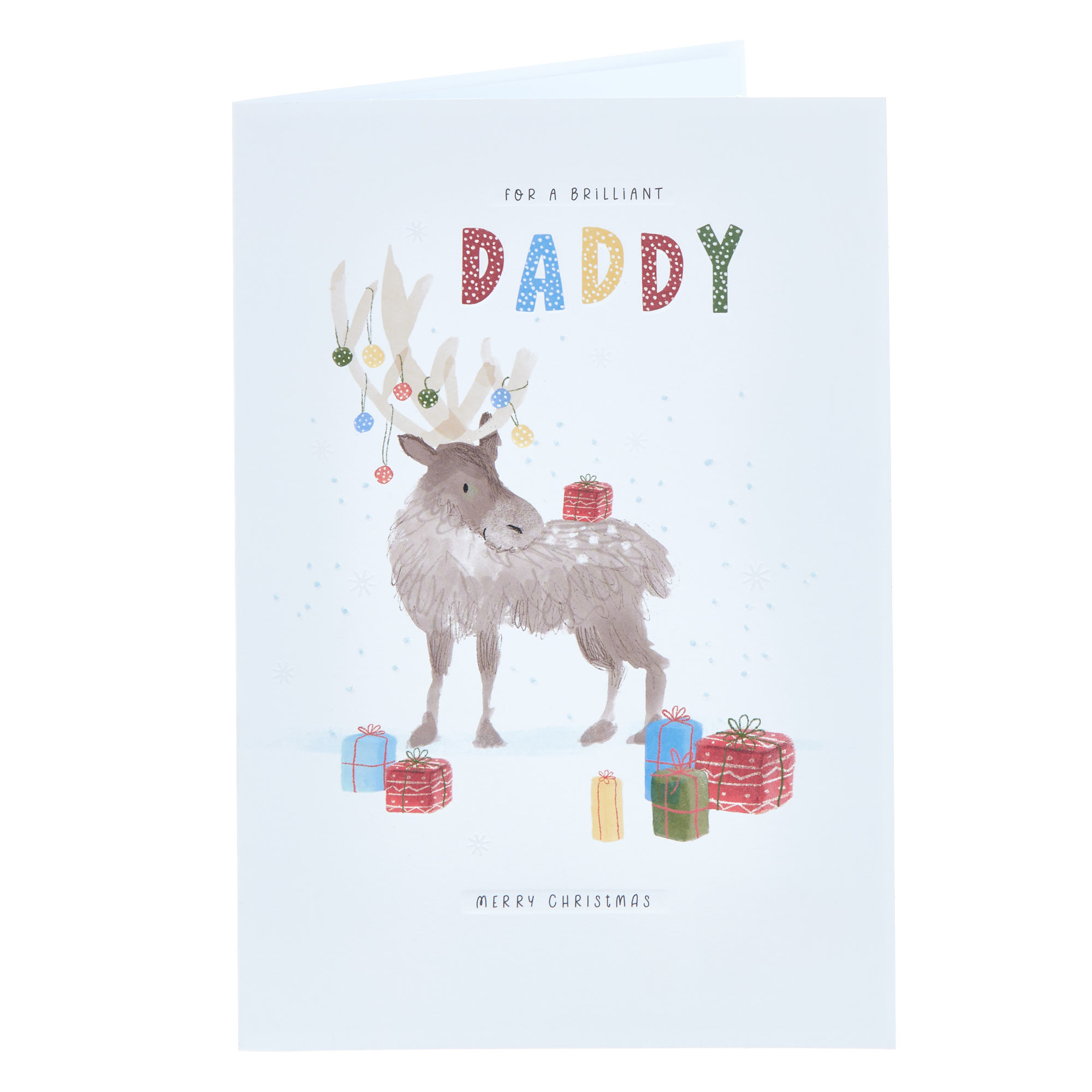 Daddy Reindeer Baubles Christmas Card