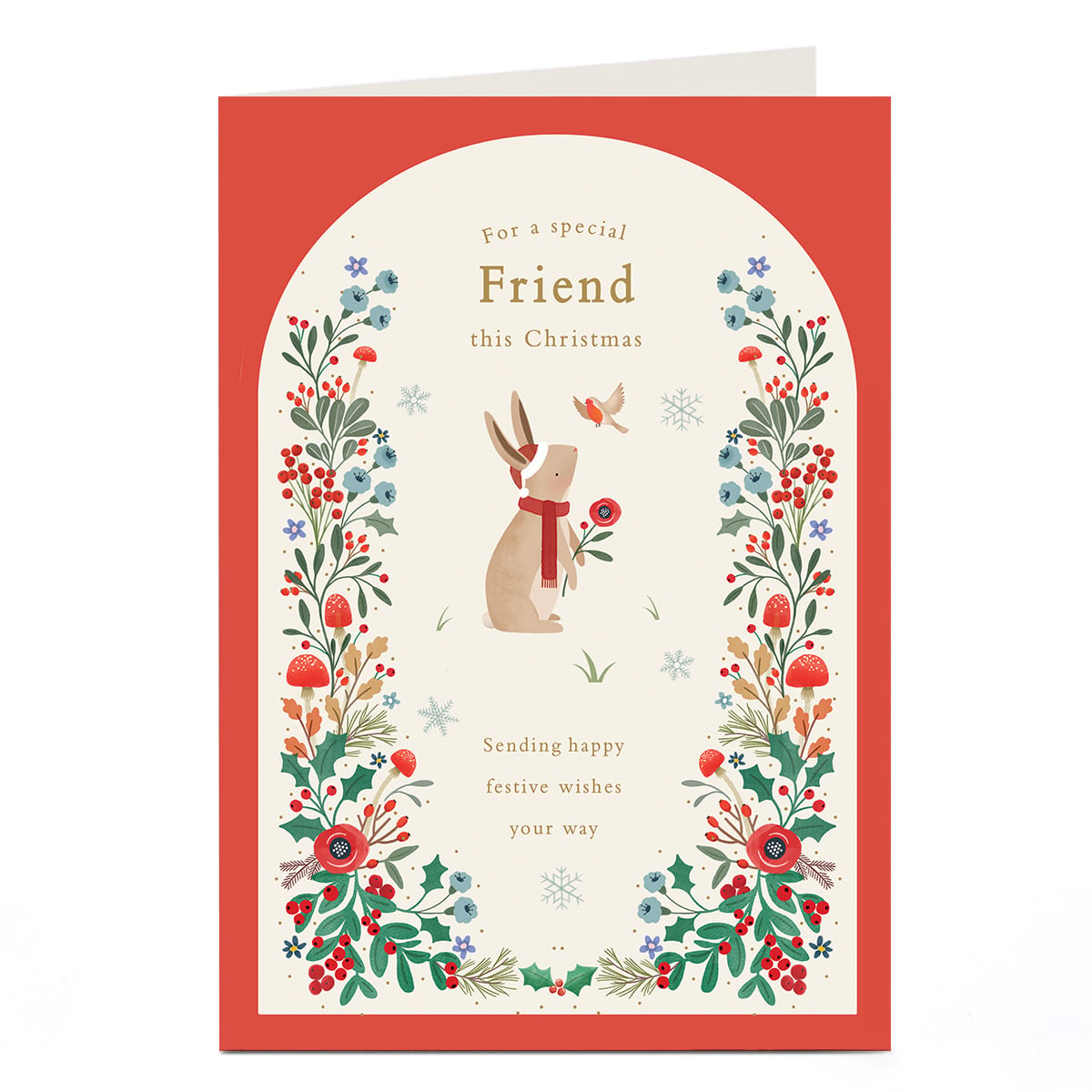 Christmas Card - Rabbit and Robin, Friend