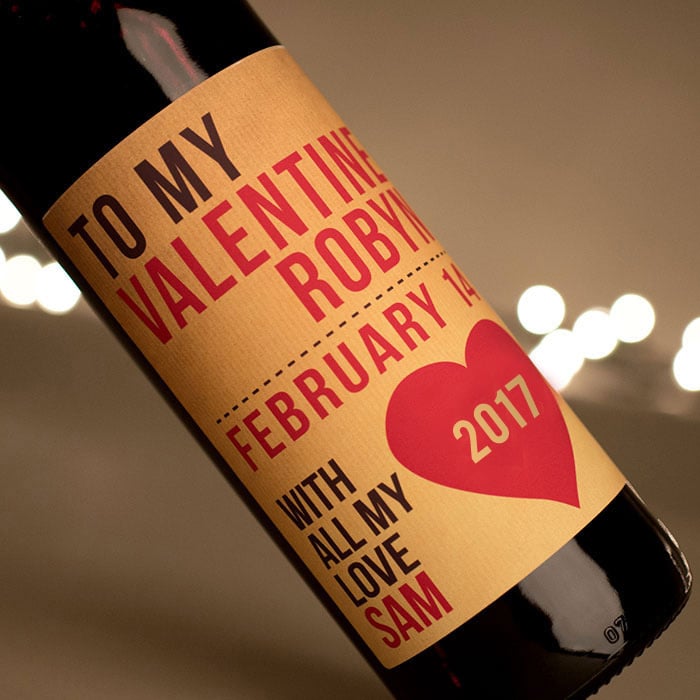 Personalised Wine - To My Valentine Names & Date